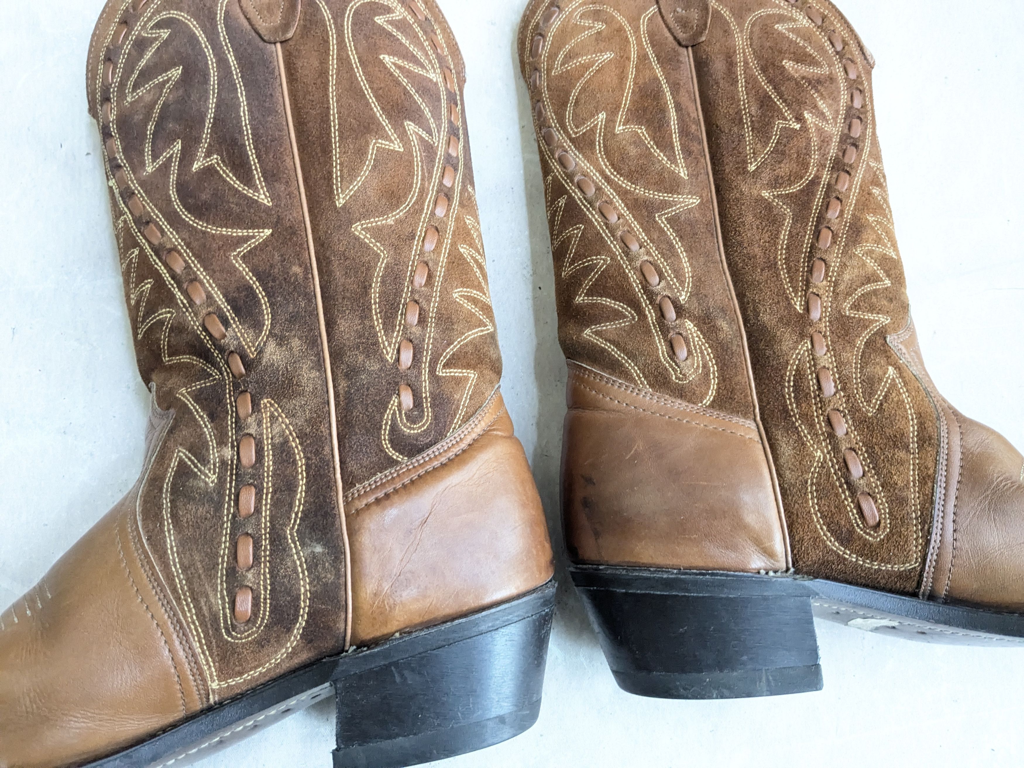Genuine Leather Vintage Cowboy Boots Brown Leather Suede 9.5 USA Size US 9.5 / EU 42-43 - 10 Thumbnail