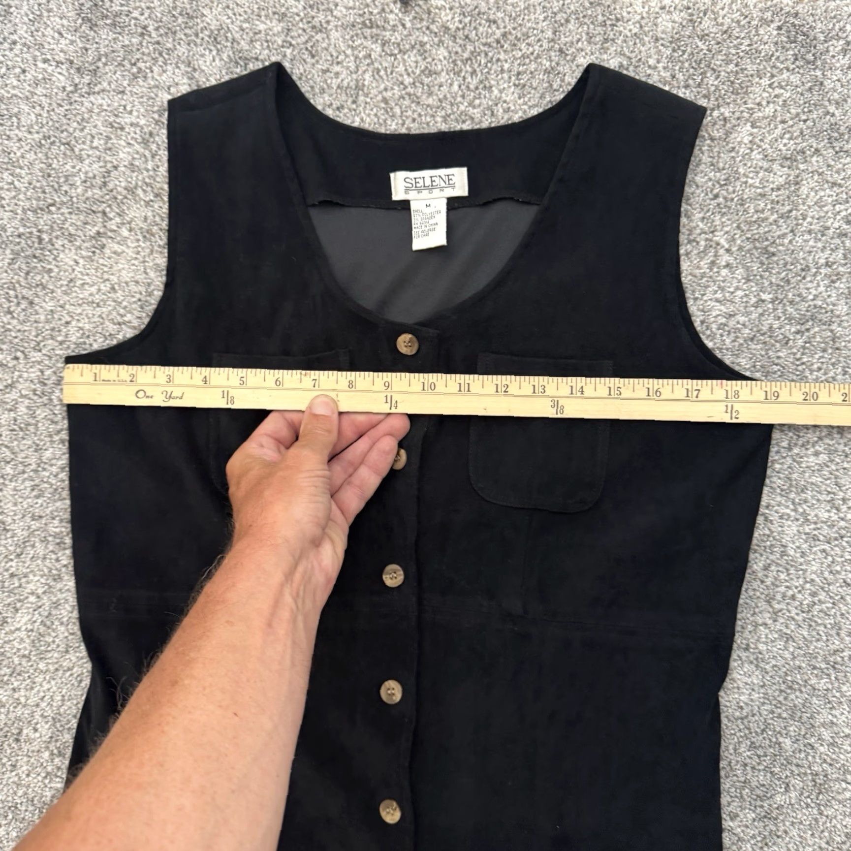 Velour VINTAGE Selene Sport Dress Midi Velour Layering Witchy Whimsigoth 90s K Y2K Black M Women Sleeveless Button Pockets Satin Lining Pockets Size M / US 6-8 / IT 42-44 - 2 Thumbnail
