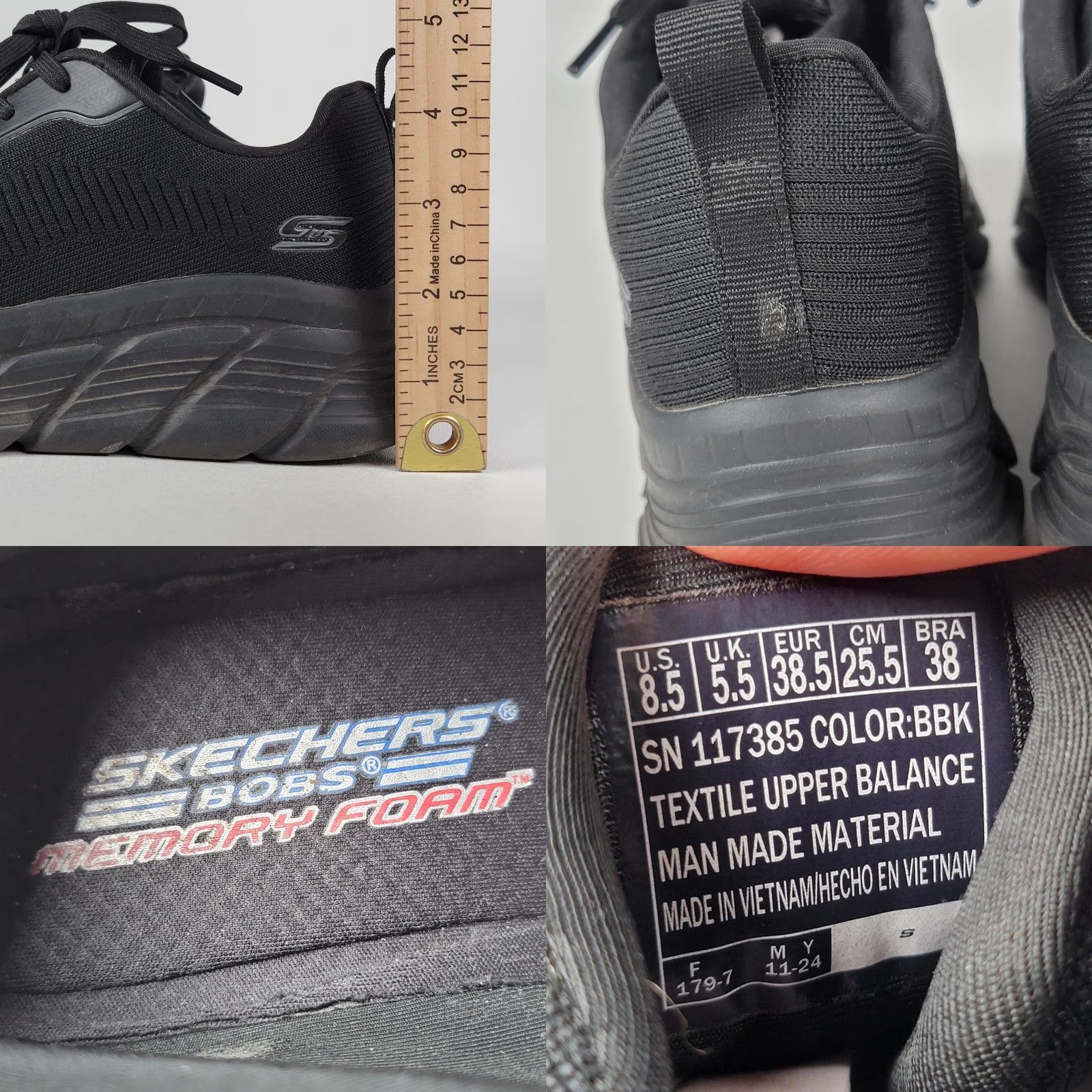 SKECHERS Skechers Women Trainers - Bobs B Flex Hi Flying Black US 8.5 / EU 38.5 - Lace Up Memory Foam - Womens Size US 9 / IT 39 - 8 Thumbnail