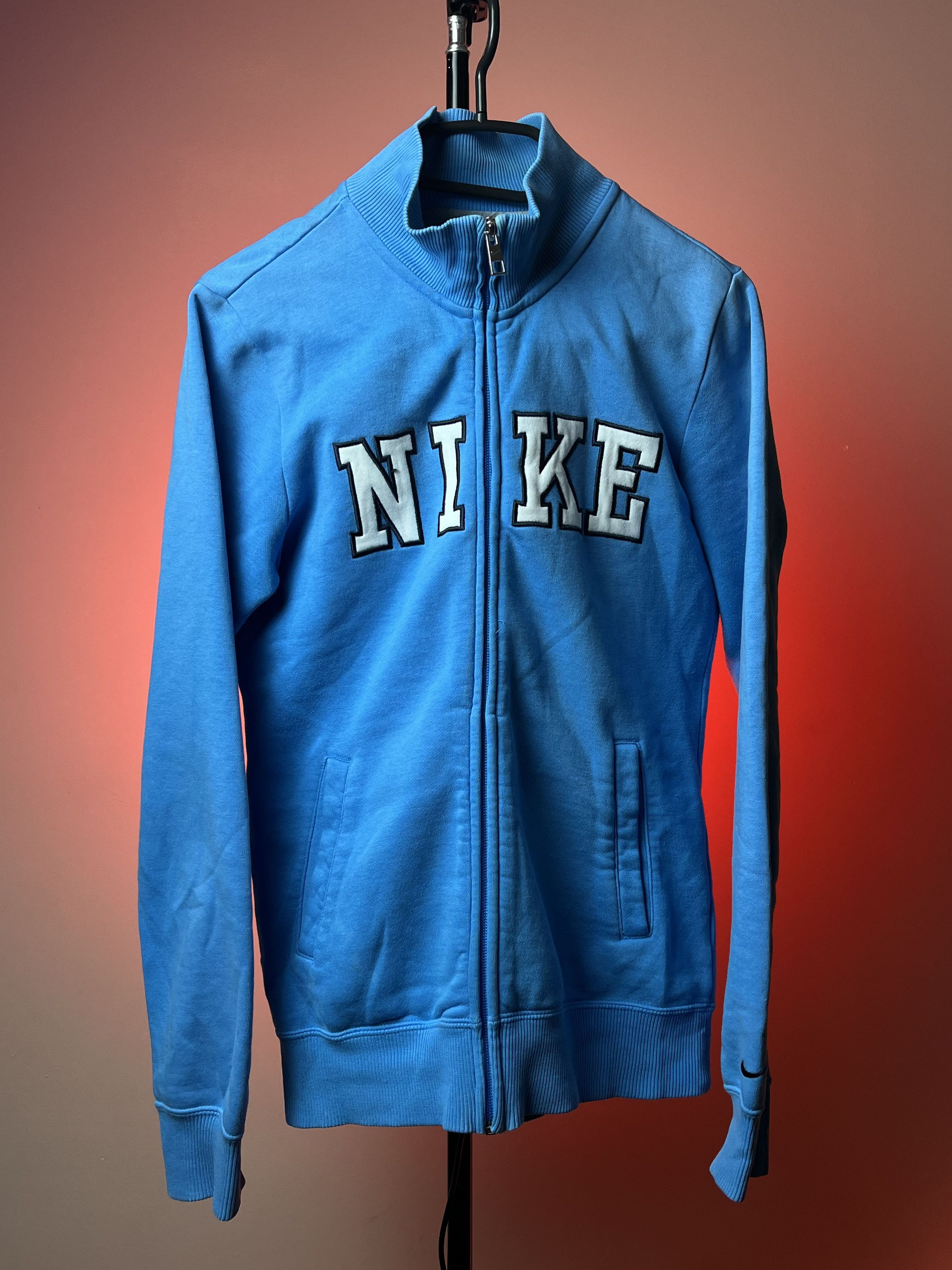 Nike × Vintage Nike Blue Centerlogo Full-Zip Jacket Size US S / EU 44-46 / 1 - 2 Thumbnail