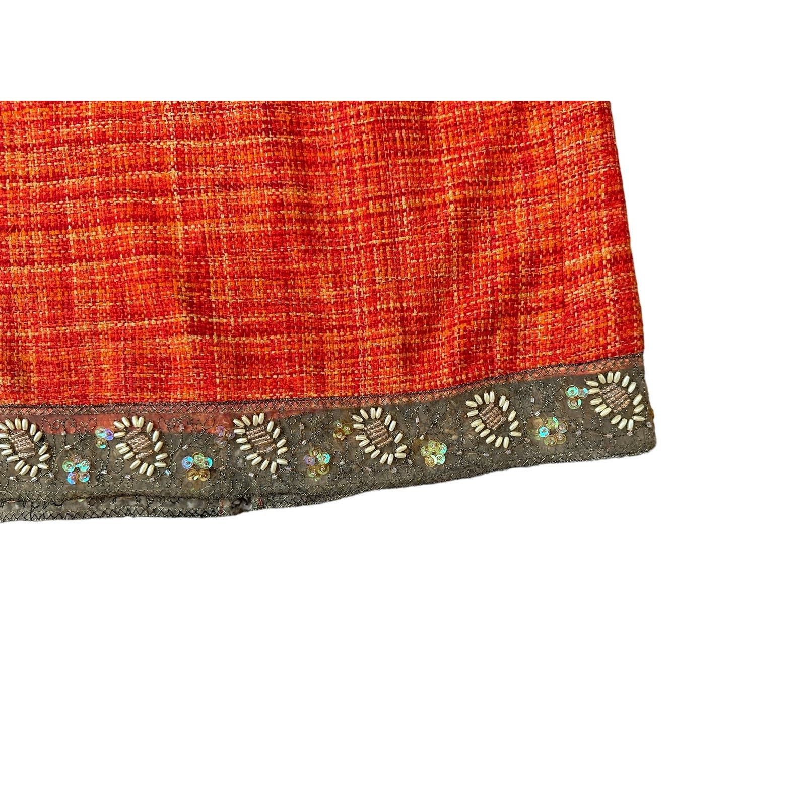 Other Josephine Chaus Medium Orange Tweed-Style Skirt Size 30" / US 8 / IT 44 - 4 Thumbnail