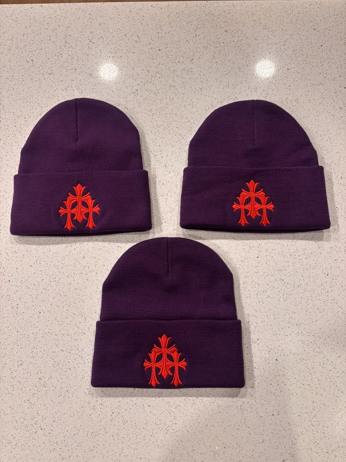 Chrome Hearts CHROME HEARTS Cross Cemetery Red Beanie | Grailed