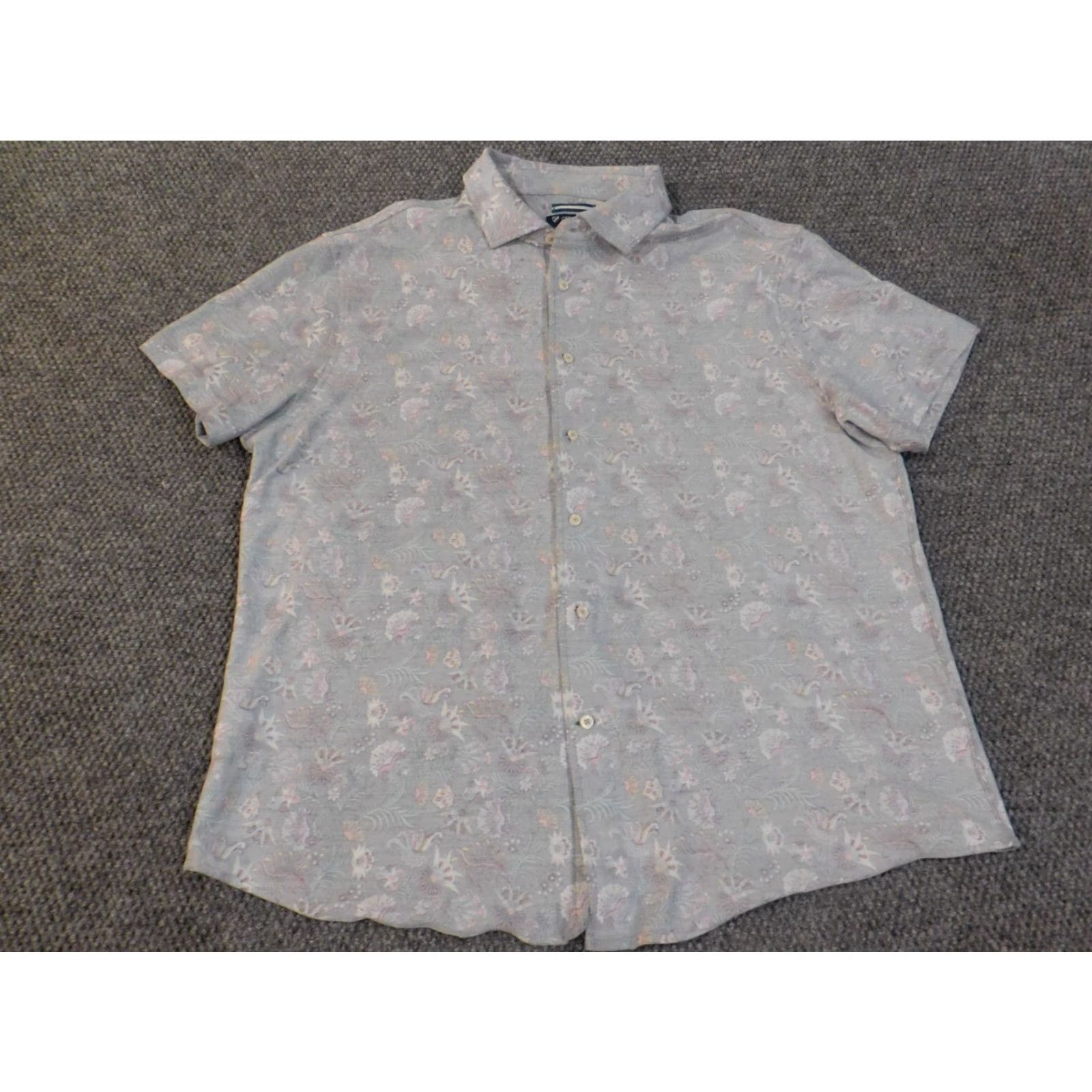 Cremieux Cremieux Shirt XXL Blue Floral Coastal Button Up Classic Flowers Short Sleeve Collared Knit Cotton Button-Up Logo Pockets Mens Regular 2XL Size US XXL / EU 58 / 5 - 5 Thumbnail