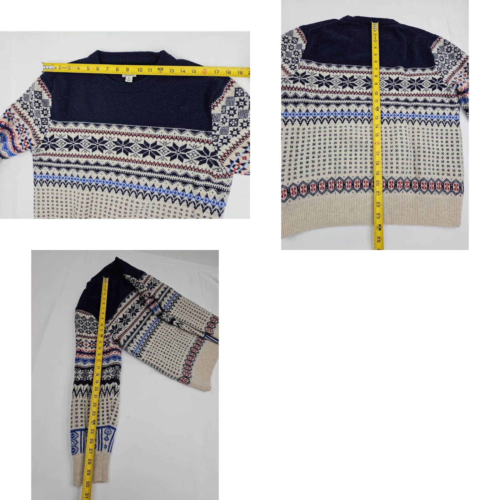 J.Crew J.CREW 100% Lambswool Knit Fair Isle Sweater Men M Crew Neck Multicolor Nordic Pattern Size US M / EU 48-50 / 2 - 8 Thumbnail