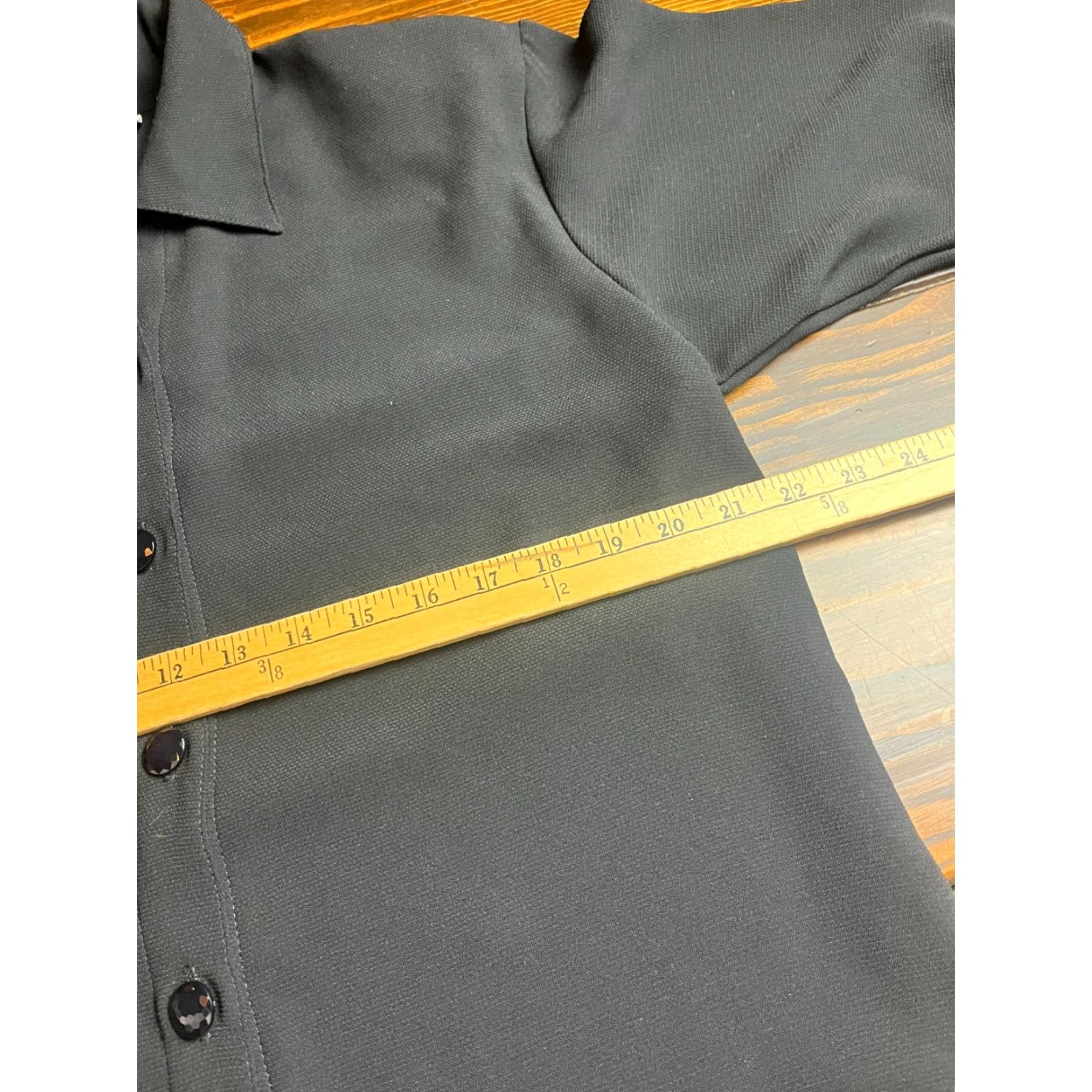 GRAFF VINTAGE Graff Shirt Women's Medium Black Button Up Shoulder Pads Modern Casual Regular Womens Size M / US 6-8 / IT 42-44 - 3 Thumbnail