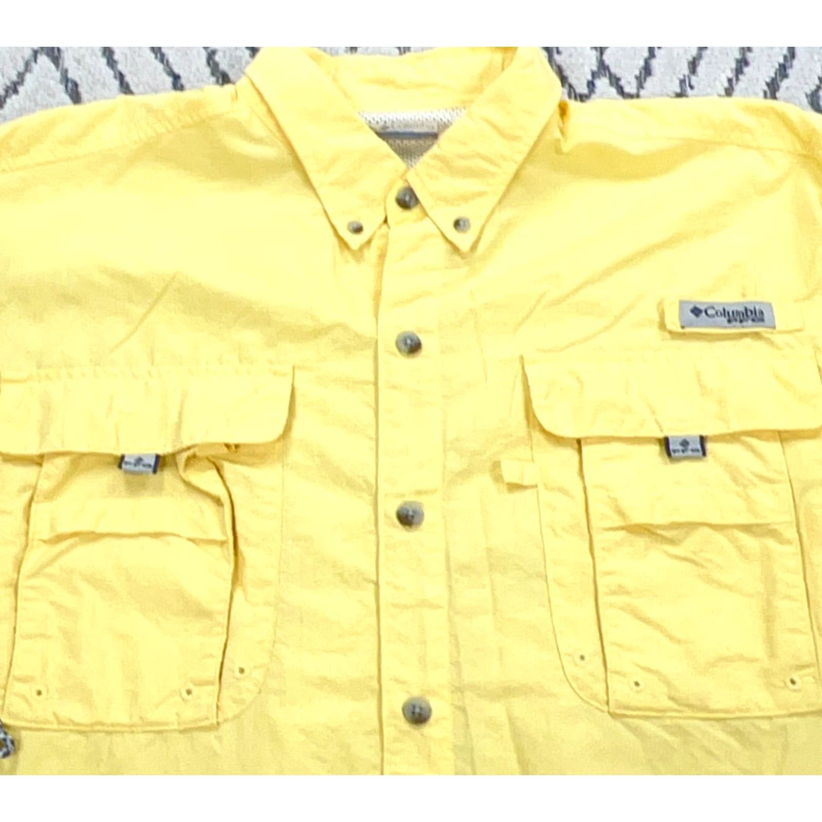 Vintage Columbia PFG Shirt Men Large Yellow Button Up Camp Outdoors Performance Nylon Size US L / EU 52-54 / 3 - 5 Thumbnail