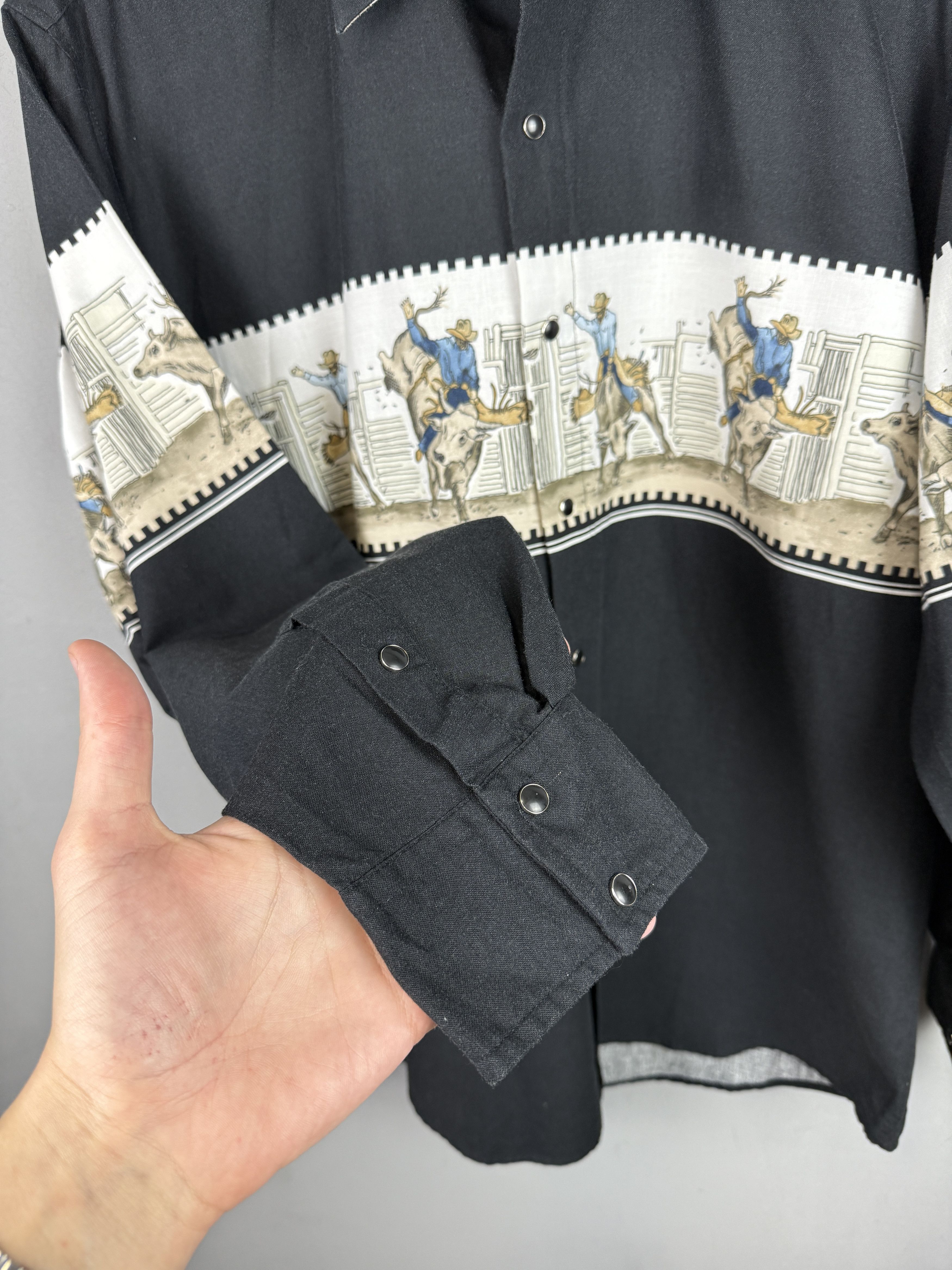 Roper Roper Western Shirt Cowboy Rodeo Snap Long Sleeve Black Size US M / EU 48-50 / 2 - 9 Thumbnail