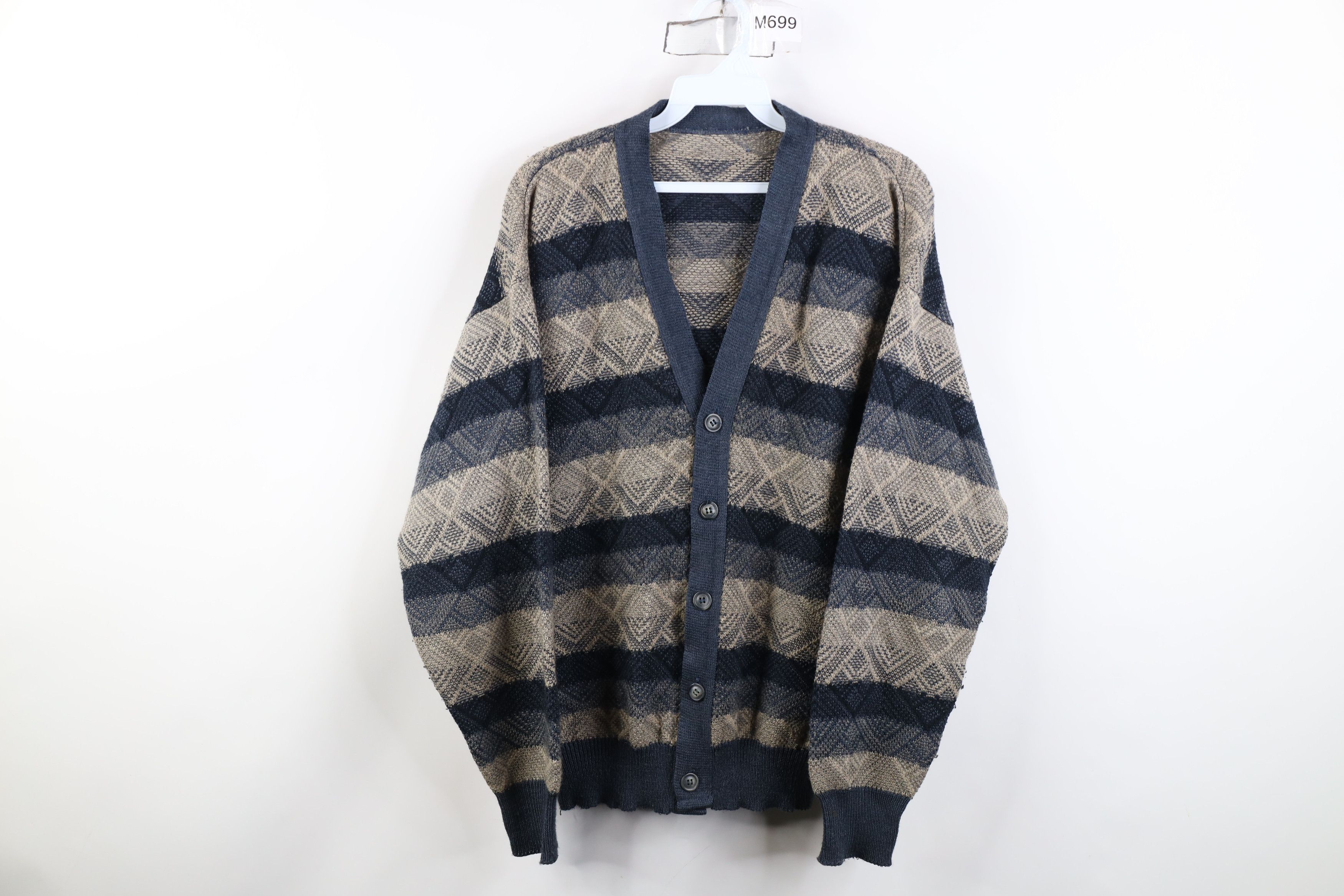 Vintage Vintage 90s Streetwear Argyle Diamond Knit Cardigan Sweater Size US S / EU 44-46 / 1 - 1 Thumbnail