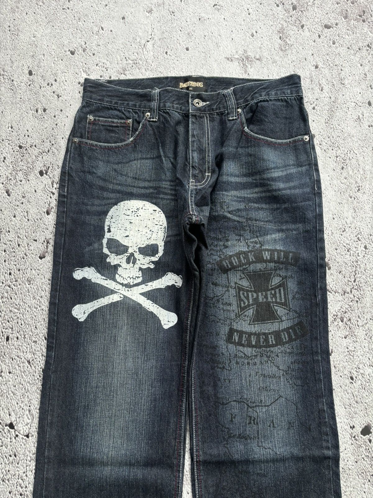 Hysteric Glamour 2000's Barcedos skull rock will speed never die bootcut Size US 32 / EU 48 - 2 Thumbnail