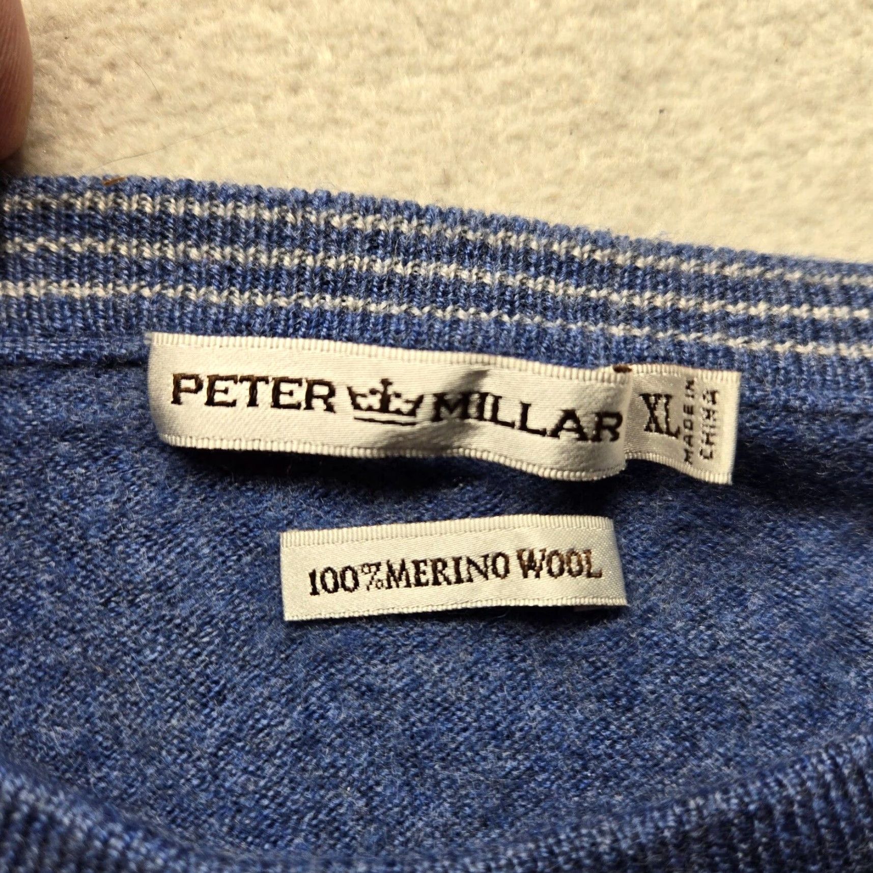 Peter Millar Peter Millar Sweater Shirt Mens XL Blue Merino Wool Long Sleeve Knit Pullover Crew Neck Casual Classic Winter Size US XL / EU 56 / 4 - 2 Thumbnail