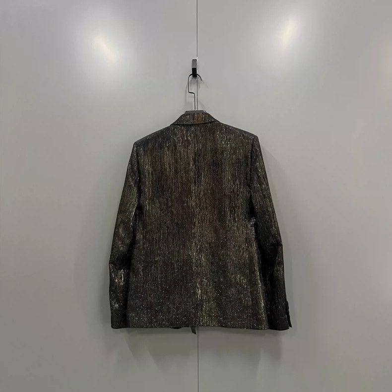 Saint Laurent Paris Saint Laurent Black Gold Shimmer Blazer Set-2507 Size US M / EU 48-50 / 2 - 1 Thumbnail