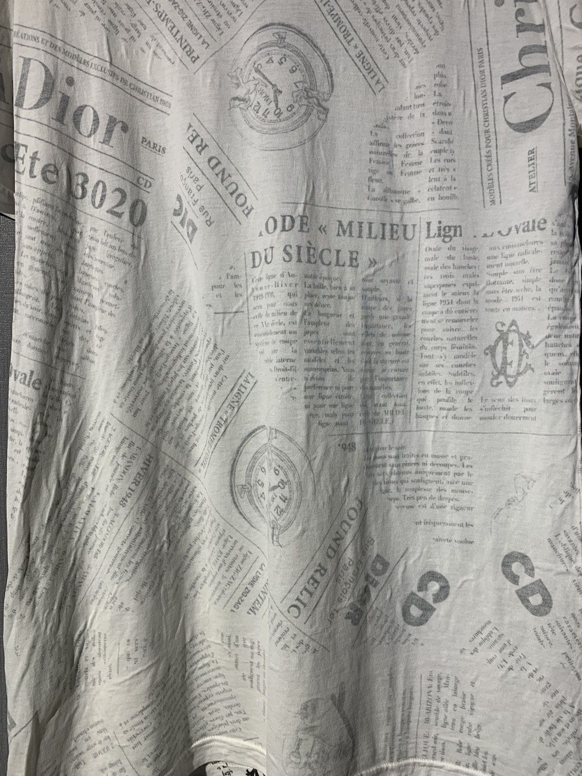 Dior Dior x Daniel Arsham Newspaper Print Tee Beige White Size US M / EU 48-50 / 2 - 16 Thumbnail