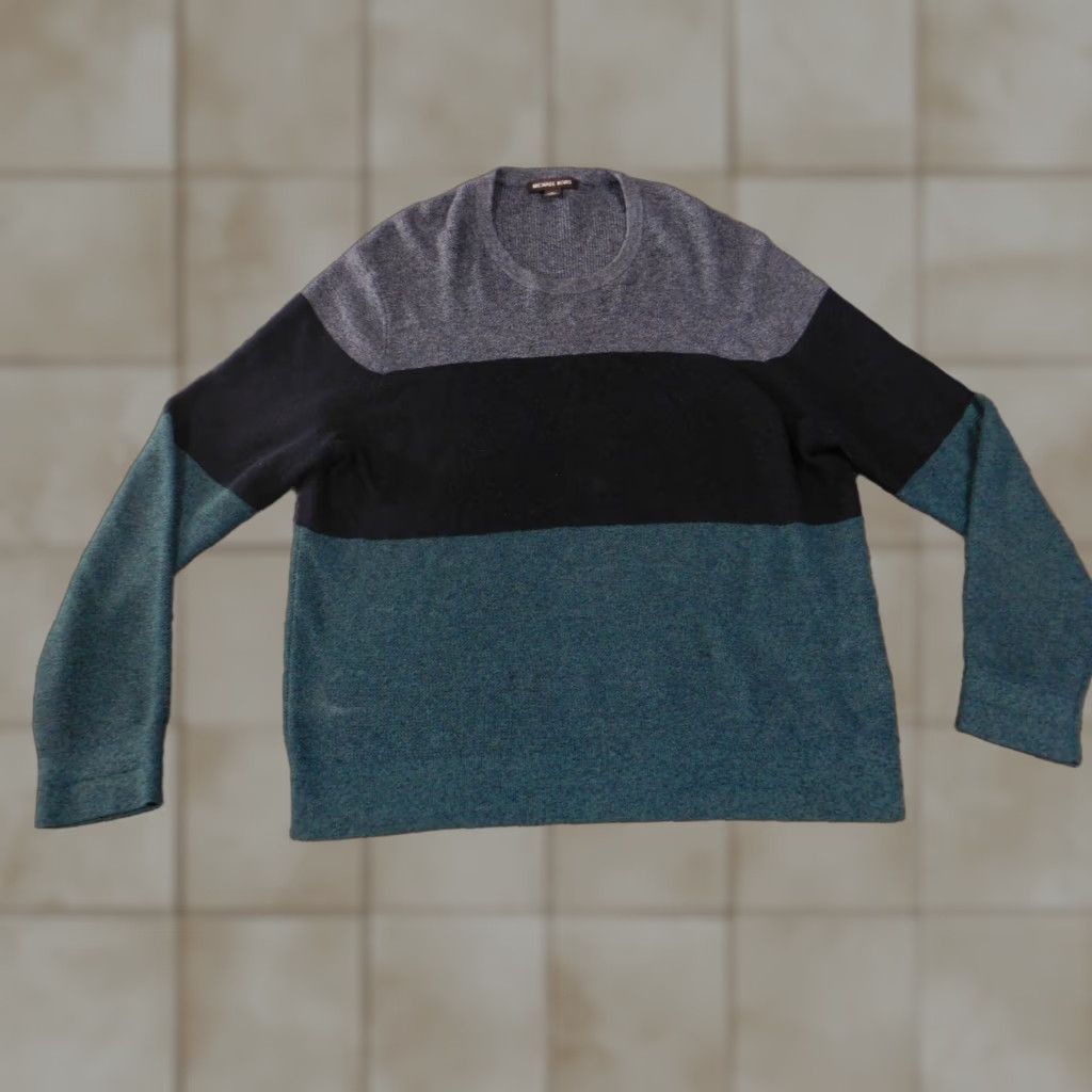 Michael Kors Michael Kors Sweater Mens XL Green Striped Cotton Wool Crewneck Pullover Size US XL / EU 56 / 4 - 1 Thumbnail