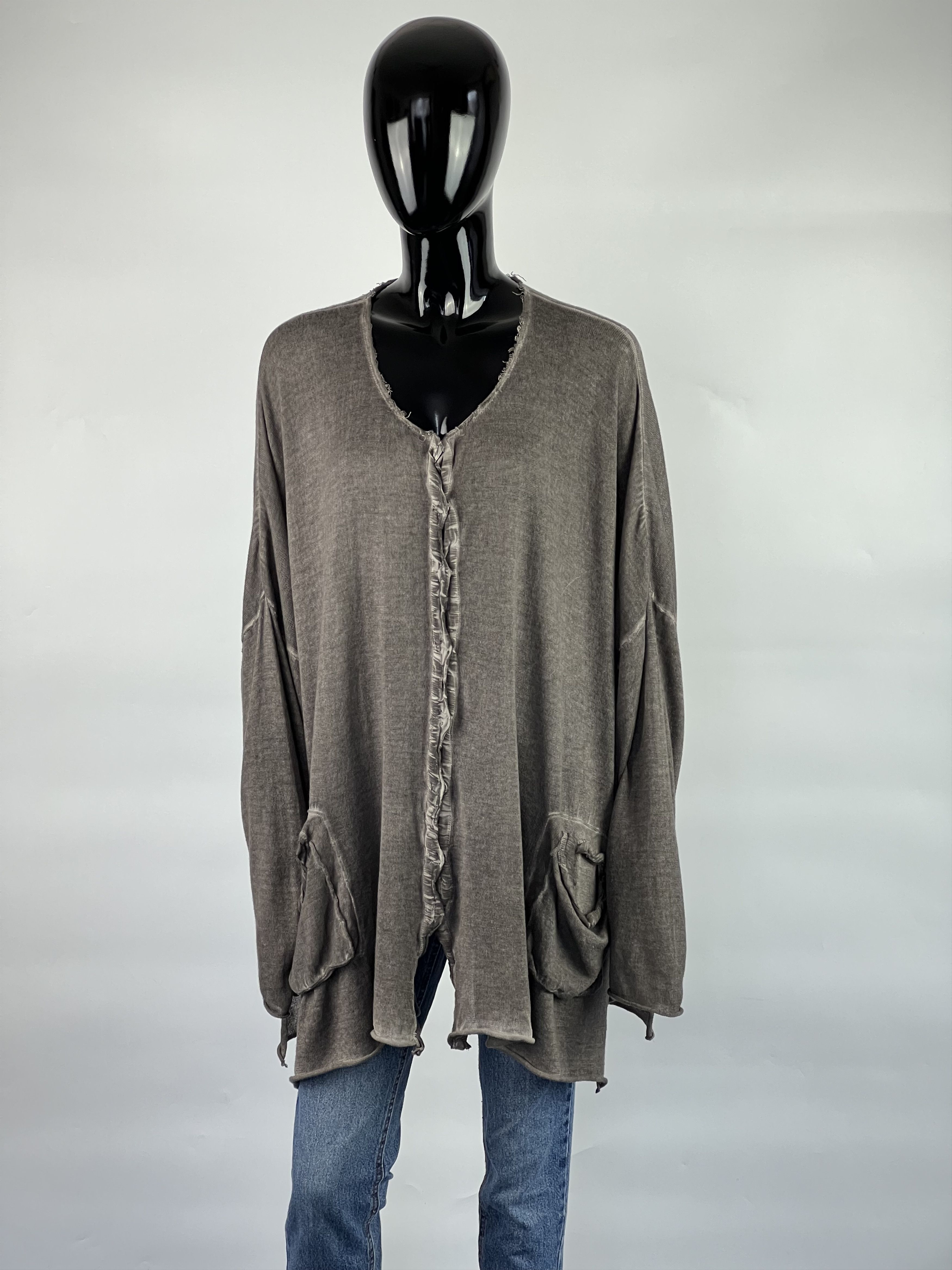 Designer Barbara Speer 100% Organic Cotton Cardigan Size 2 Oversized Size ONE SIZE - 1 Thumbnail