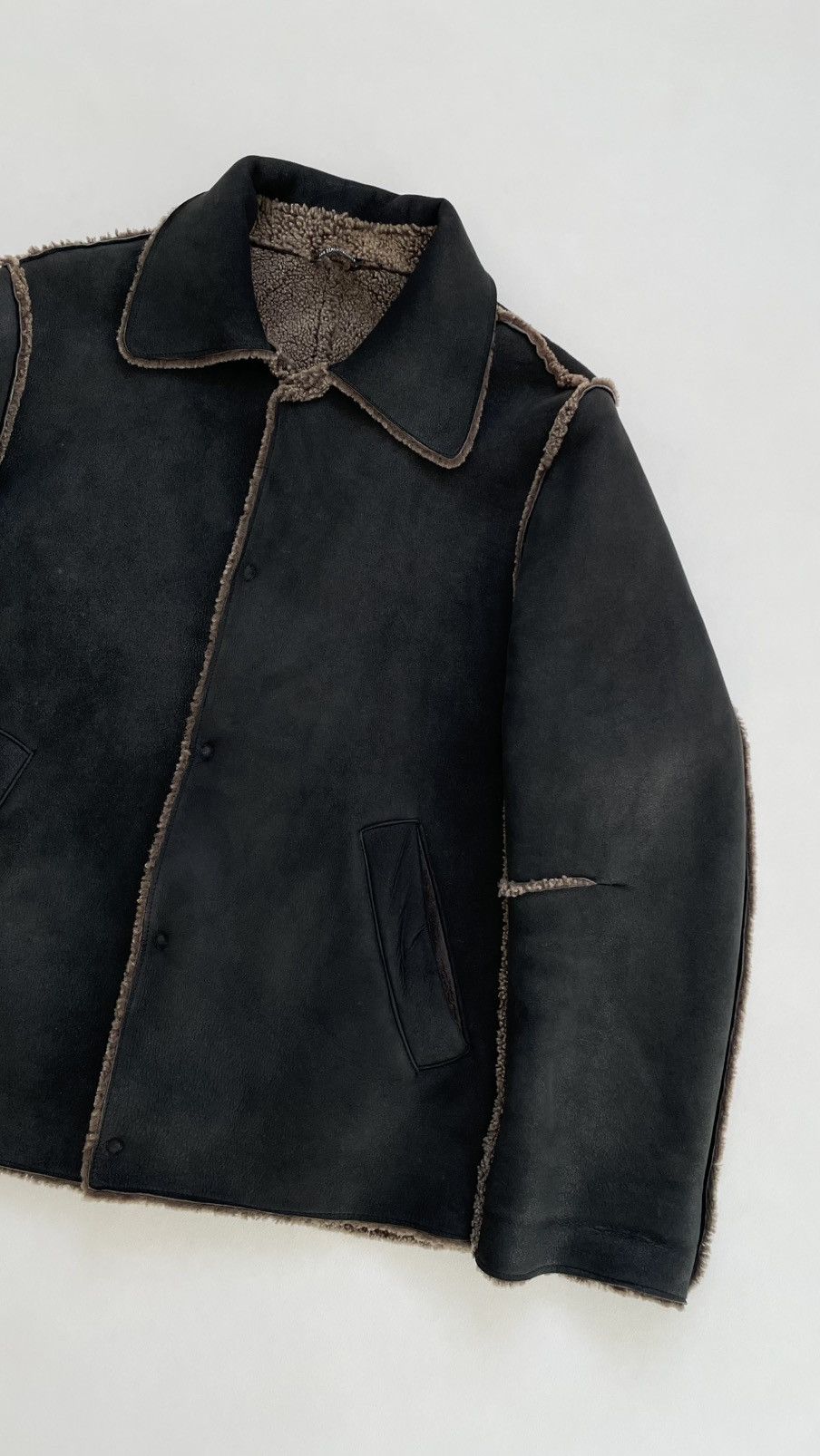 Ann Demeulemeester Early 2000s Black/Brown Shearling Jacket Size US M / EU 48-50 / 2 - 9 Thumbnail