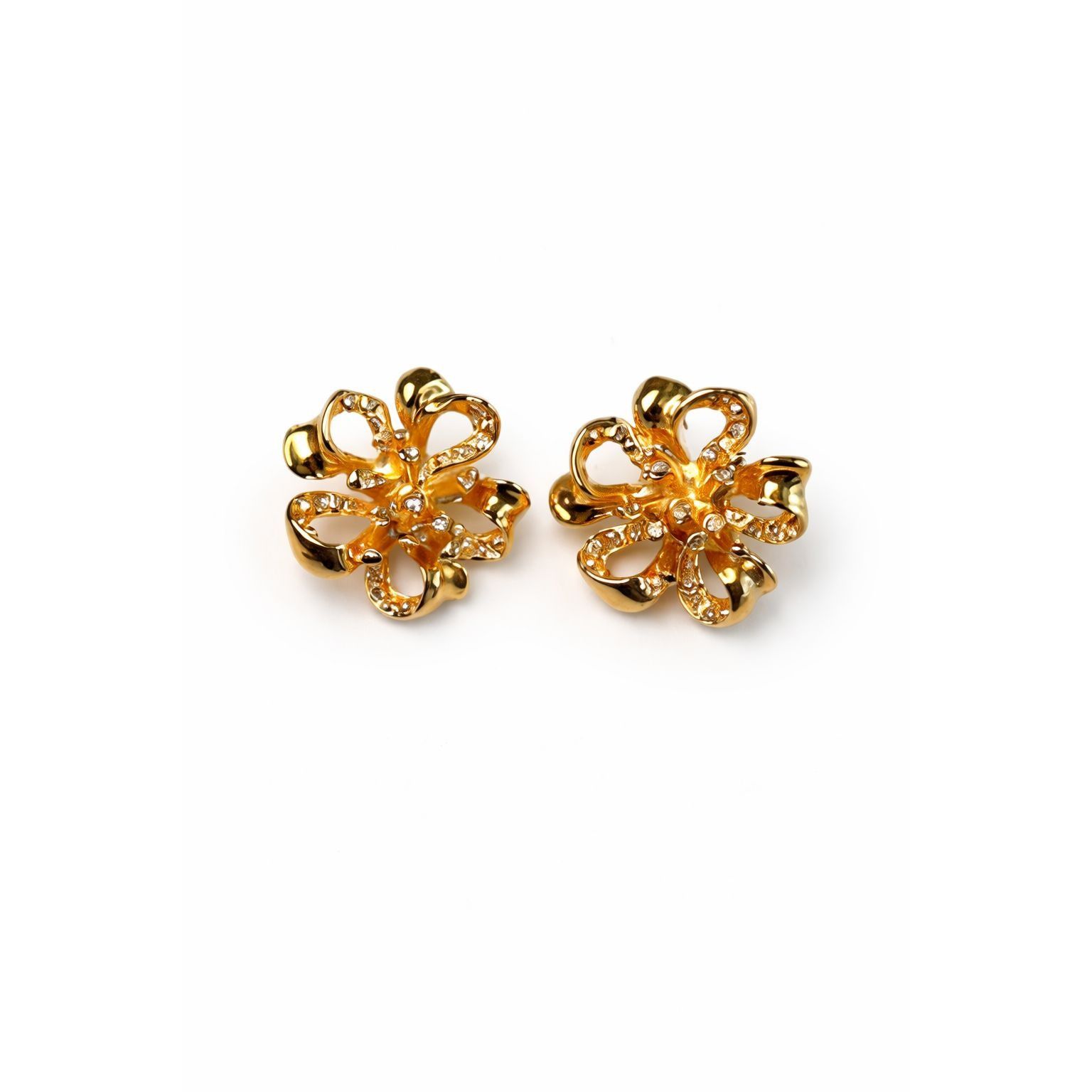 Other Goldtone Flower Stud Earrings - 1" Openwork Floral Earrings Size ONE SIZE - 1 Preview