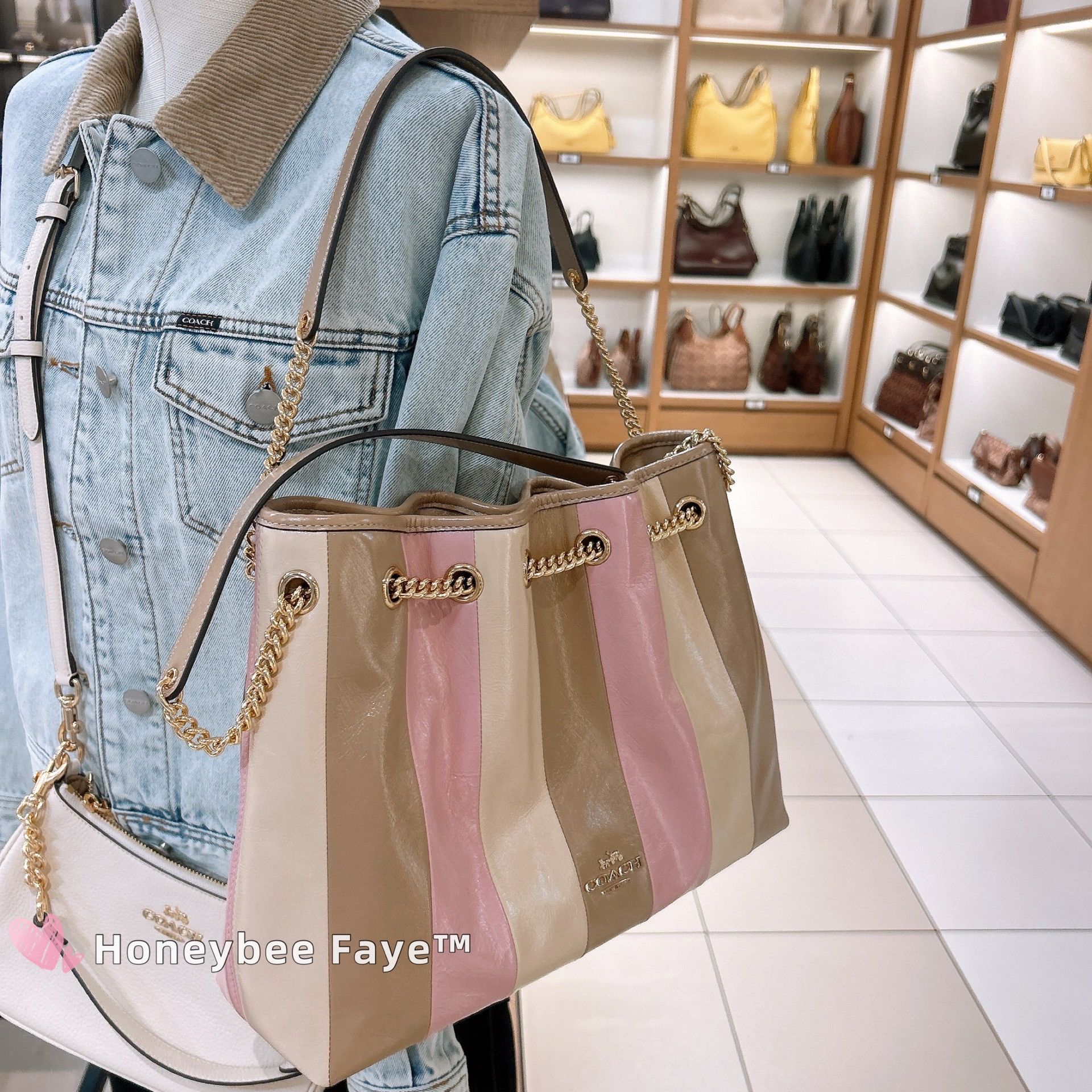 Coach Evelyn Shoulder Bag With Striped Patchwork CDW41 Size ONE SIZE - 4 Thumbnail