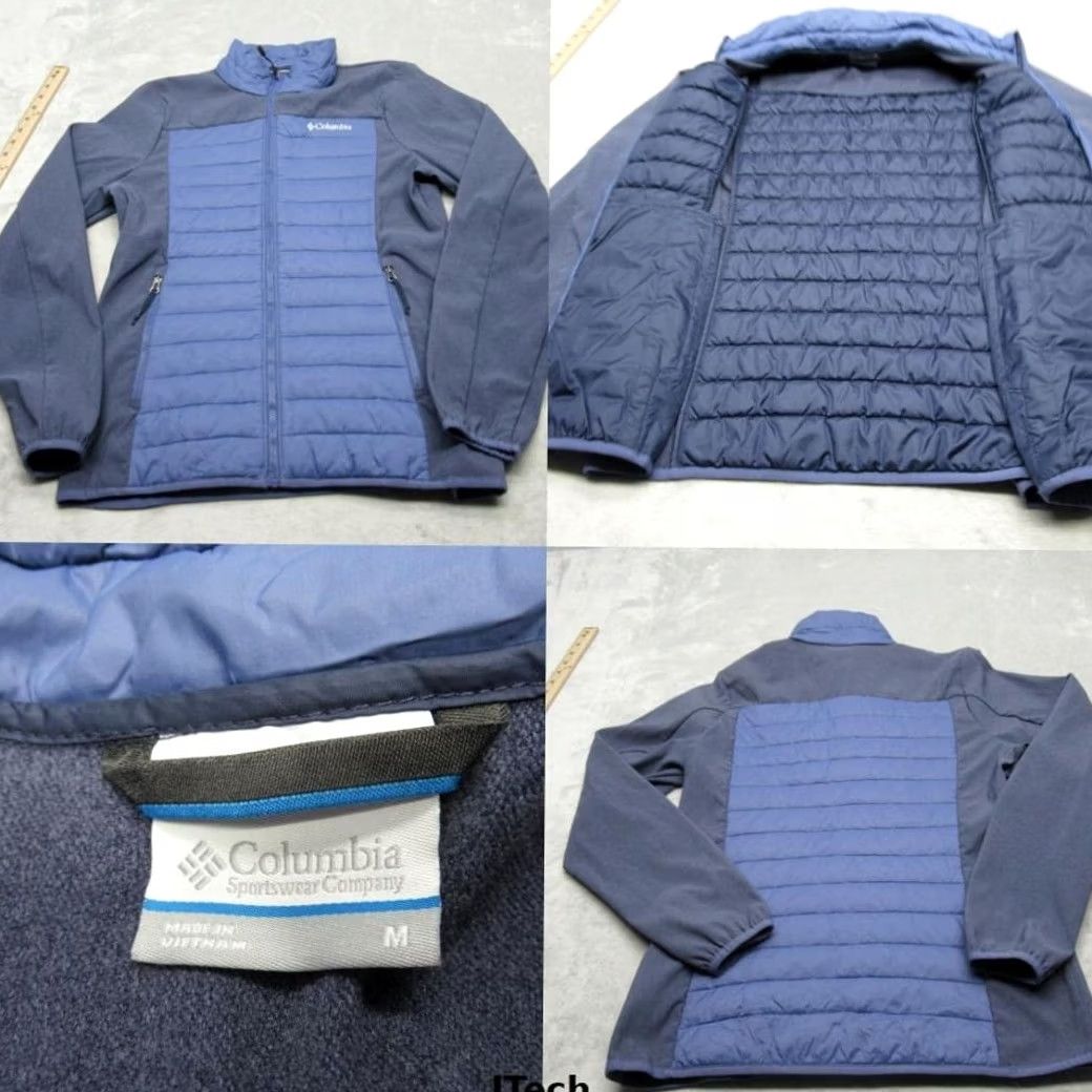 Vintage Columbia Jacket Mens Medium Blue Full Zip Insulated Powder Lite Hybrid Puffer Size US M / EU 48-50 / 2 - 2 Thumbnail