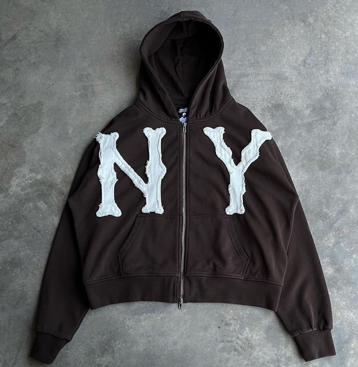 Streetwear MemoryLanePark New York Zip-Up Hoodie, Large, Brown | Grailed