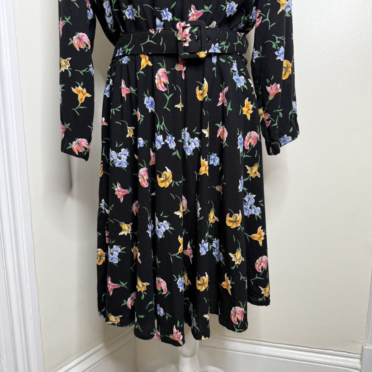 Vintage Vintage 80s Bedford Fair Belted Floral Dress Sz 16P Multi Size XL / US 12-14 / IT 48-50 - 4 Thumbnail