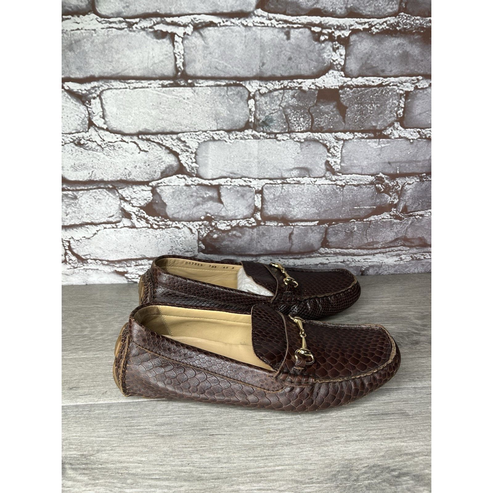 Cole Haan COLE HAAN Dark Mocha Brown Leather Python Print Shelby Flats Size US 7.5 / IT 37.5 - 13 Thumbnail