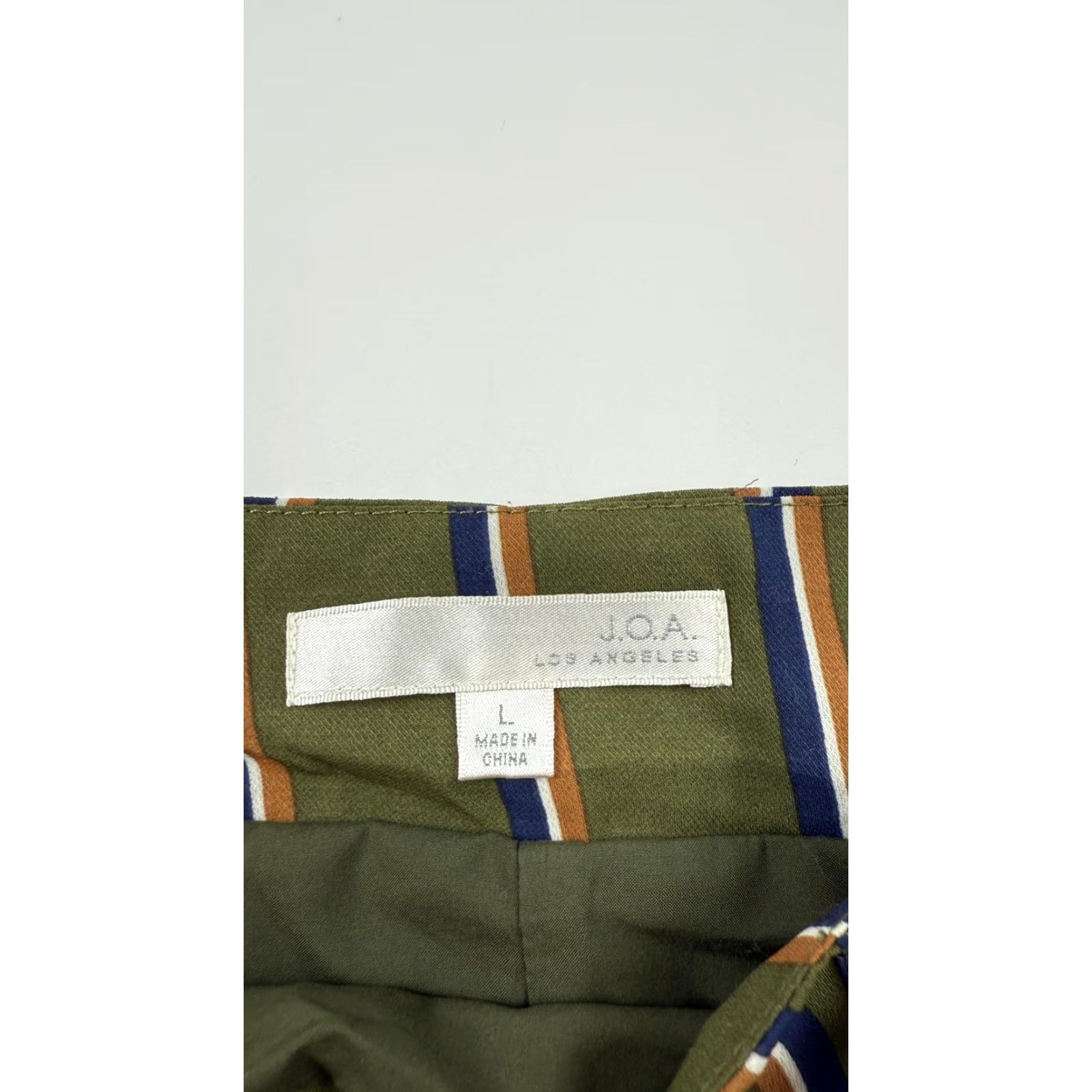 Olive JOA Skirt Womens Large Olive Green Blue Striped Pockets Zip Wide-Leg Long Lightweight Bohemian Casual Travel Size 36" / US 14 / IT 50 - 2 Thumbnail