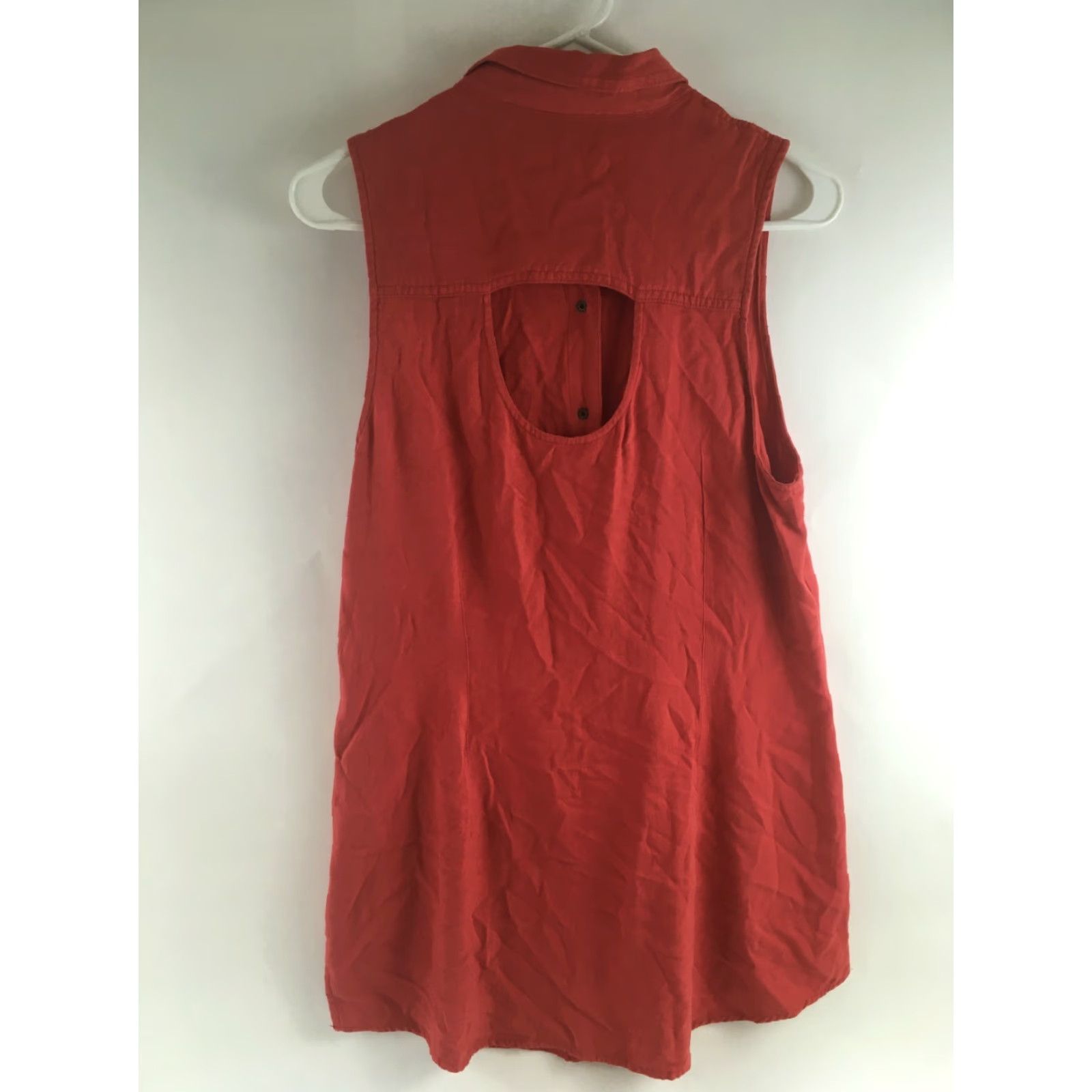 Vintage Maurices Shirt Dress M Red Casual Button Up Sleeveless Collared Back Keyhole Back Womens Size 32" / US 10 / IT 46 - 2 Thumbnail