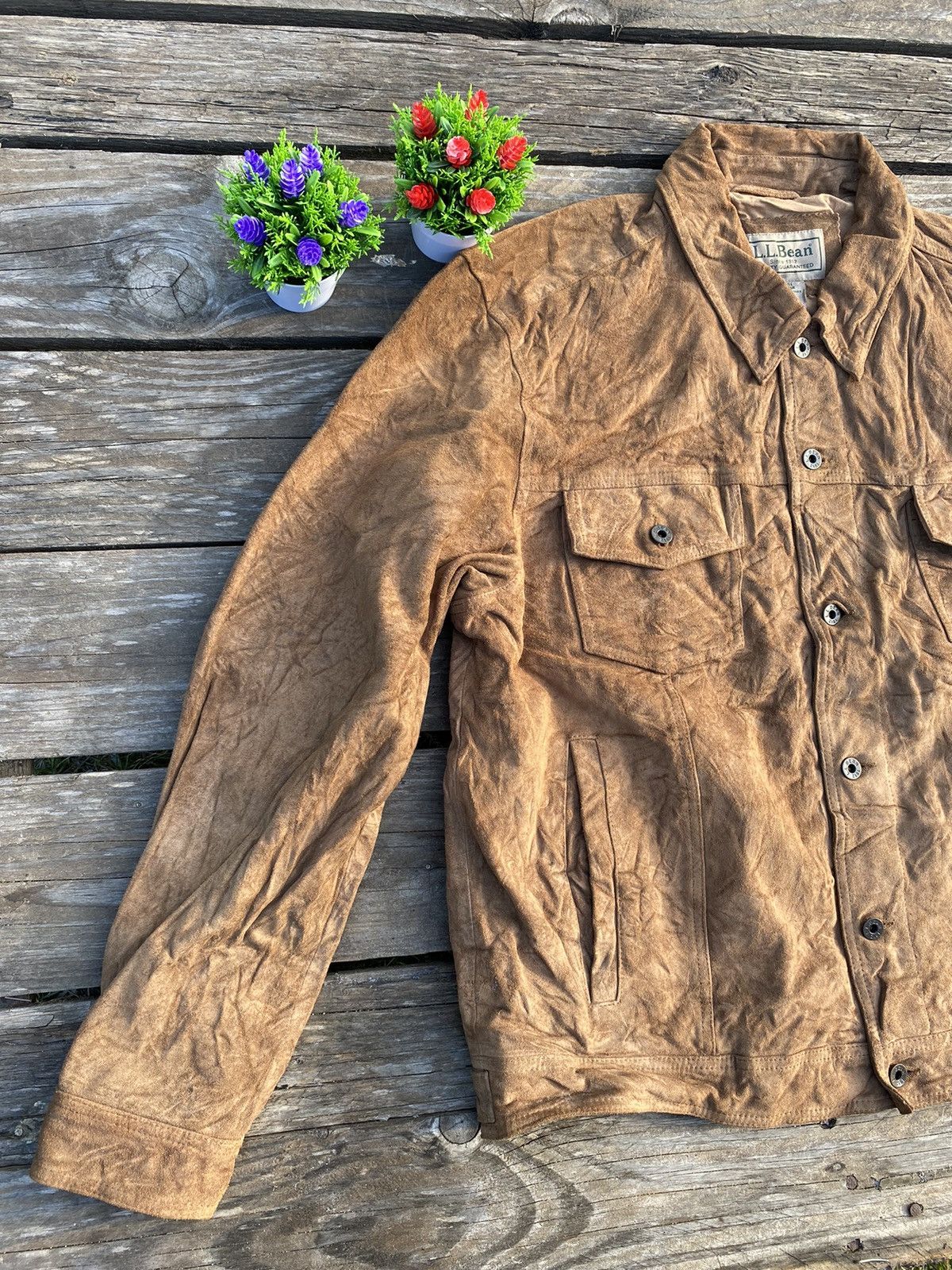 L.L Bean Suede Trucker Leather Jacket