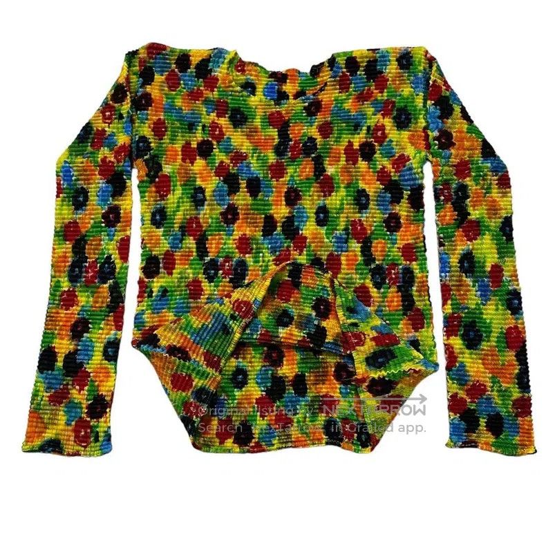 Issey Miyake Issey Miyake Colorful Pleated Long Sleeve Top Size L / US 10 / IT 46 - 3 Thumbnail
