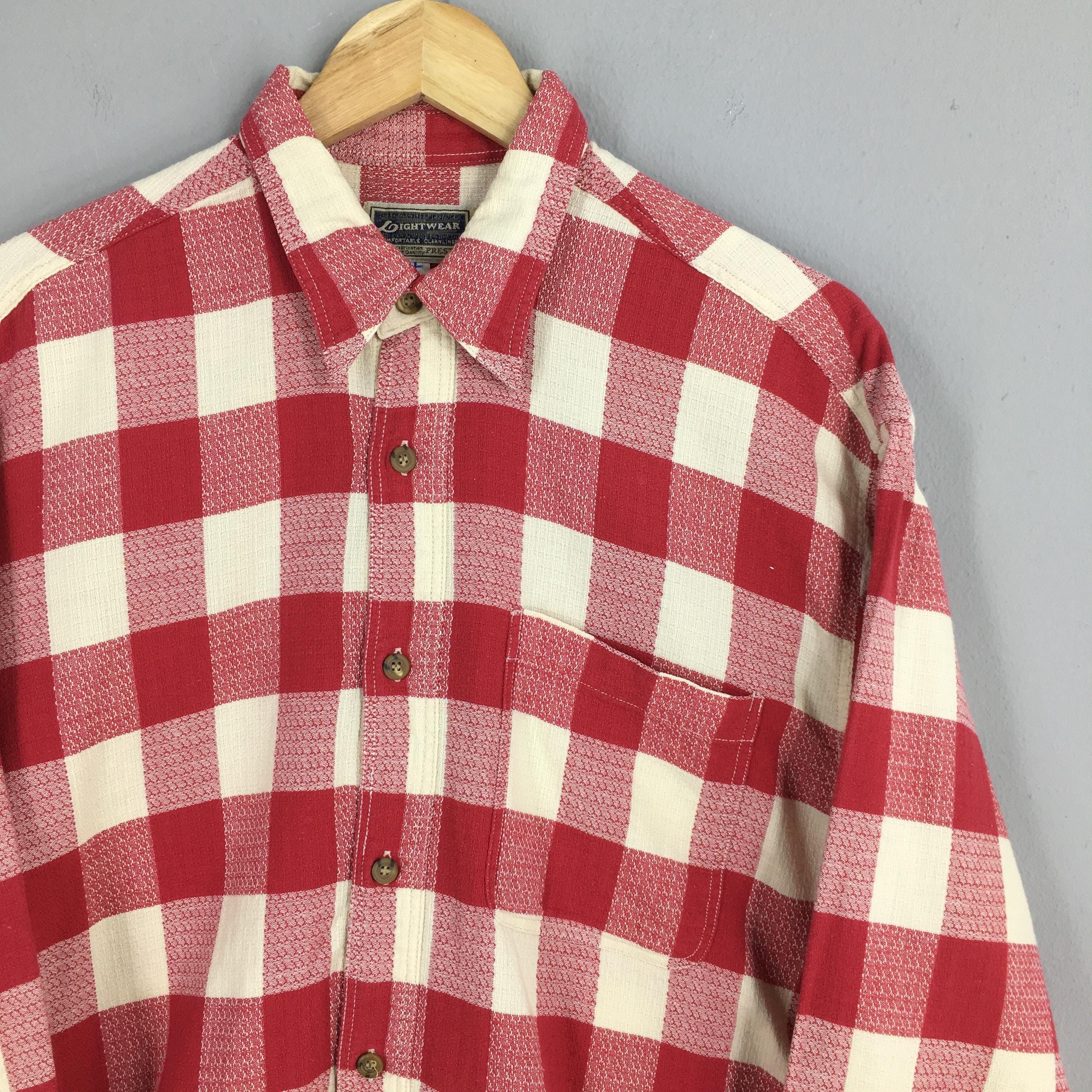 Flannel × Vintage Vintage 80s Tartan Checkered Red Western Shirt Large Size US L / EU 52-54 / 3 - 2 Thumbnail