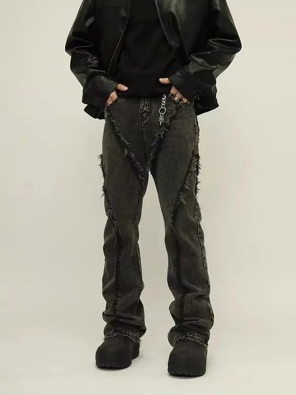 VIBE Retro distressed patchwork raw edge bootcut jeans Size US 32 / EU 48 - 1 Thumbnail