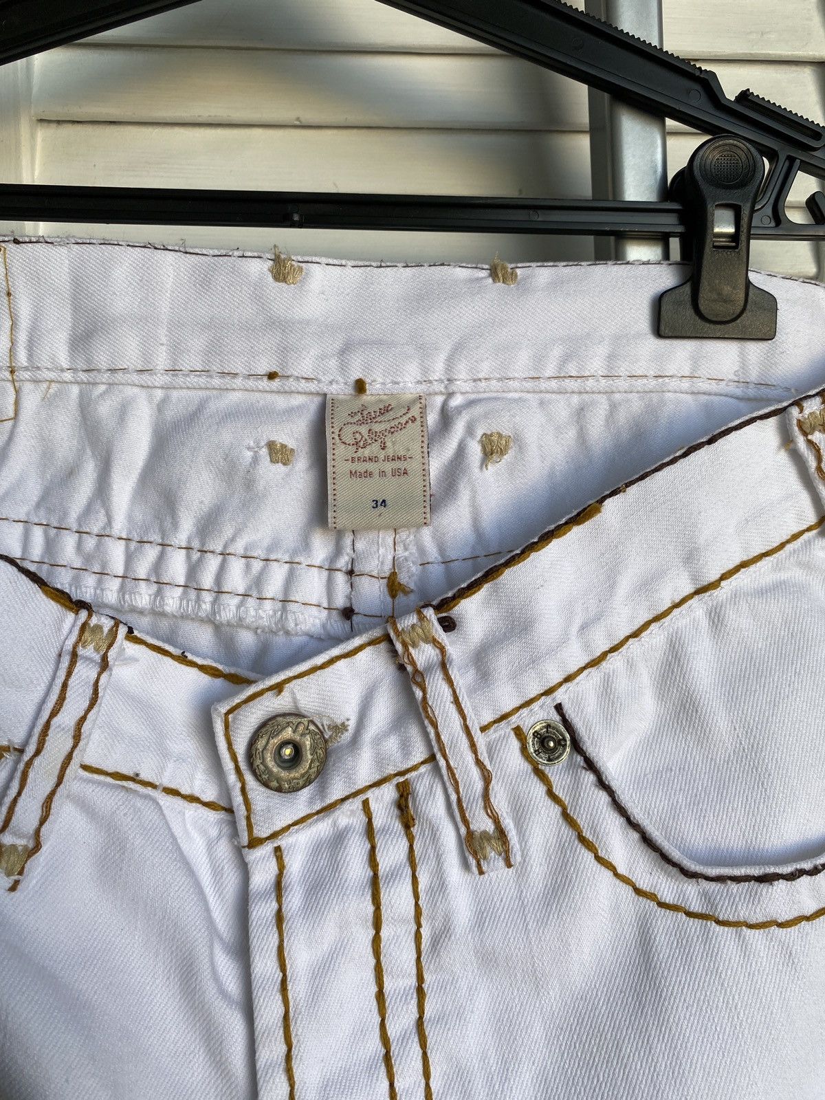 True Religion × Vintage True Religion White Jeans Big Stitch Denim USA Logan Super Size US 34 / EU 50 - 18 Thumbnail