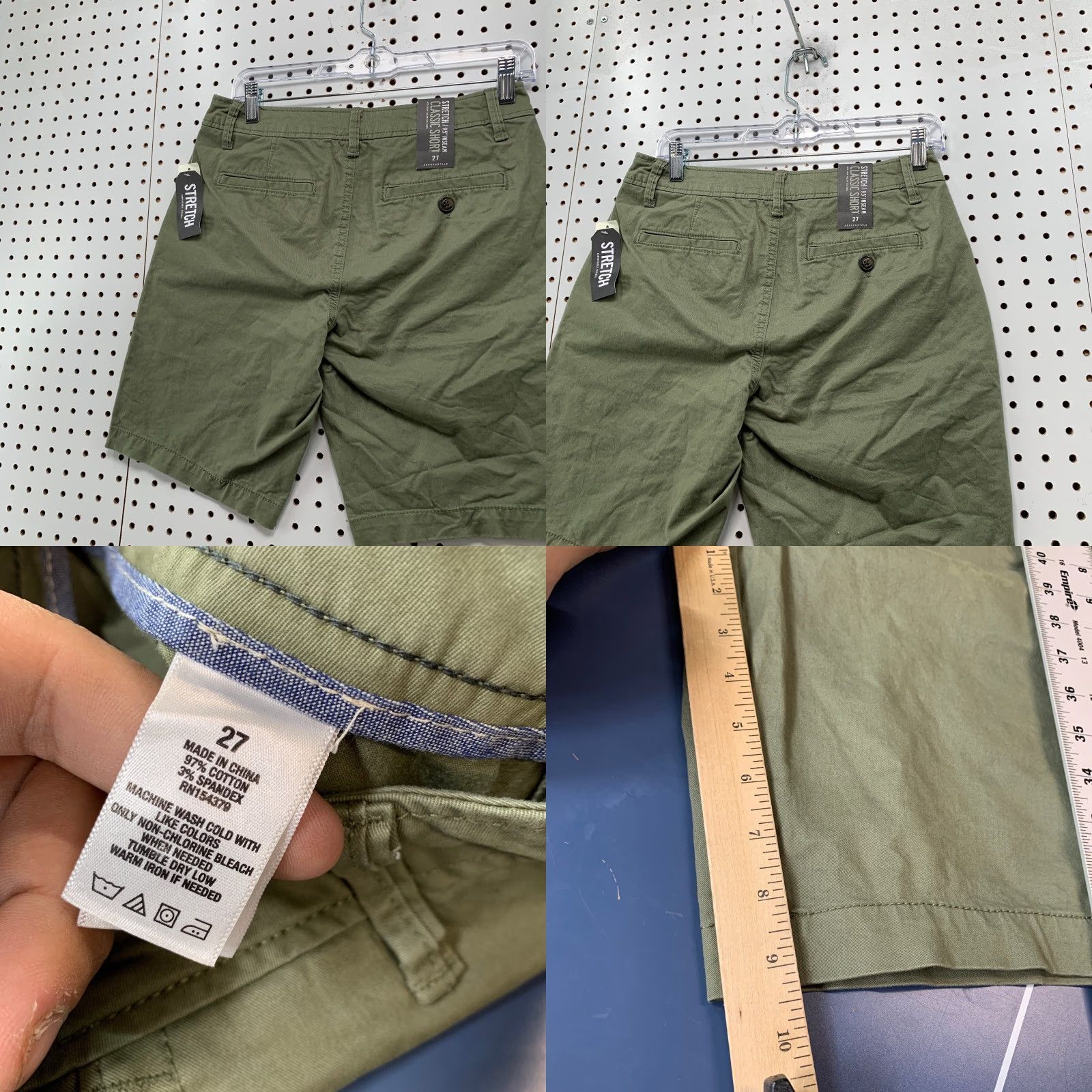 Vintage VINTAGE Aeropostale shorts Mens 27 Green Chino Stretch Classic Fit 9.5 Inseam NWT Size US 27 - 8 Thumbnail