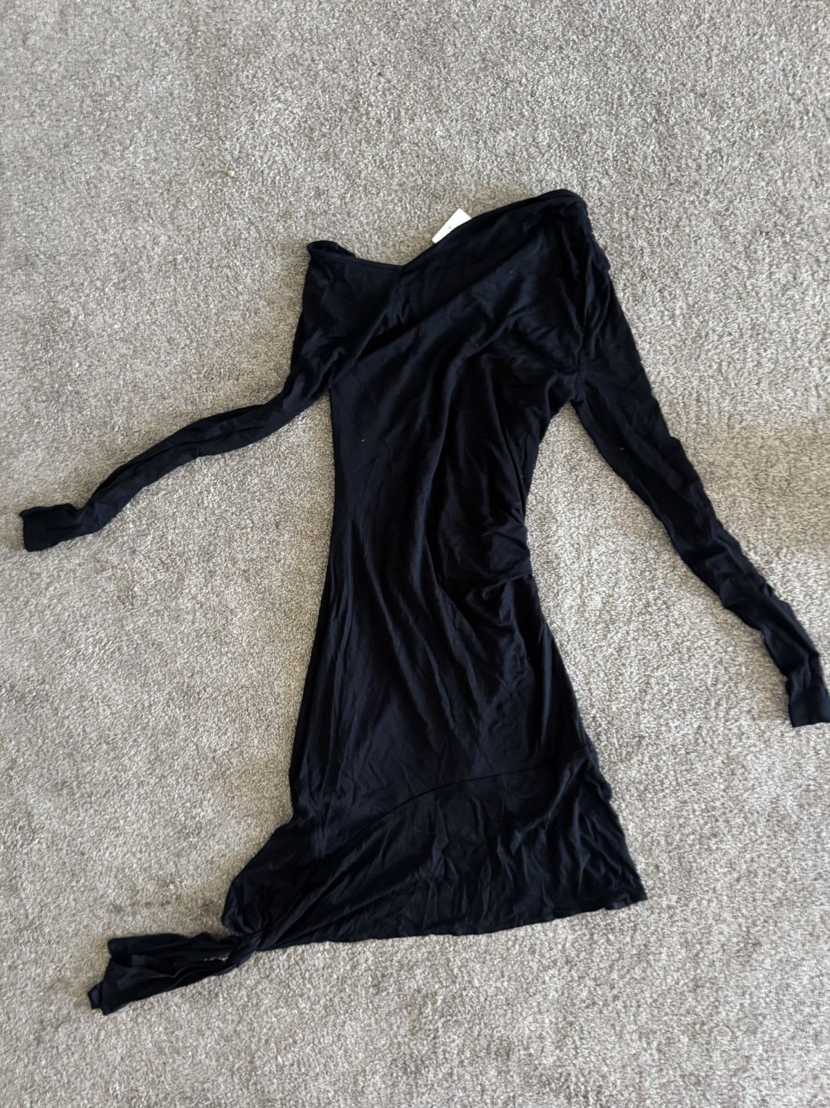 Helmut Lang Helmut Lang Draped Long-Sleeve Asymmetric Hem Mini Dress Size XS / US 0-2 / IT 36-38 - 7 Thumbnail