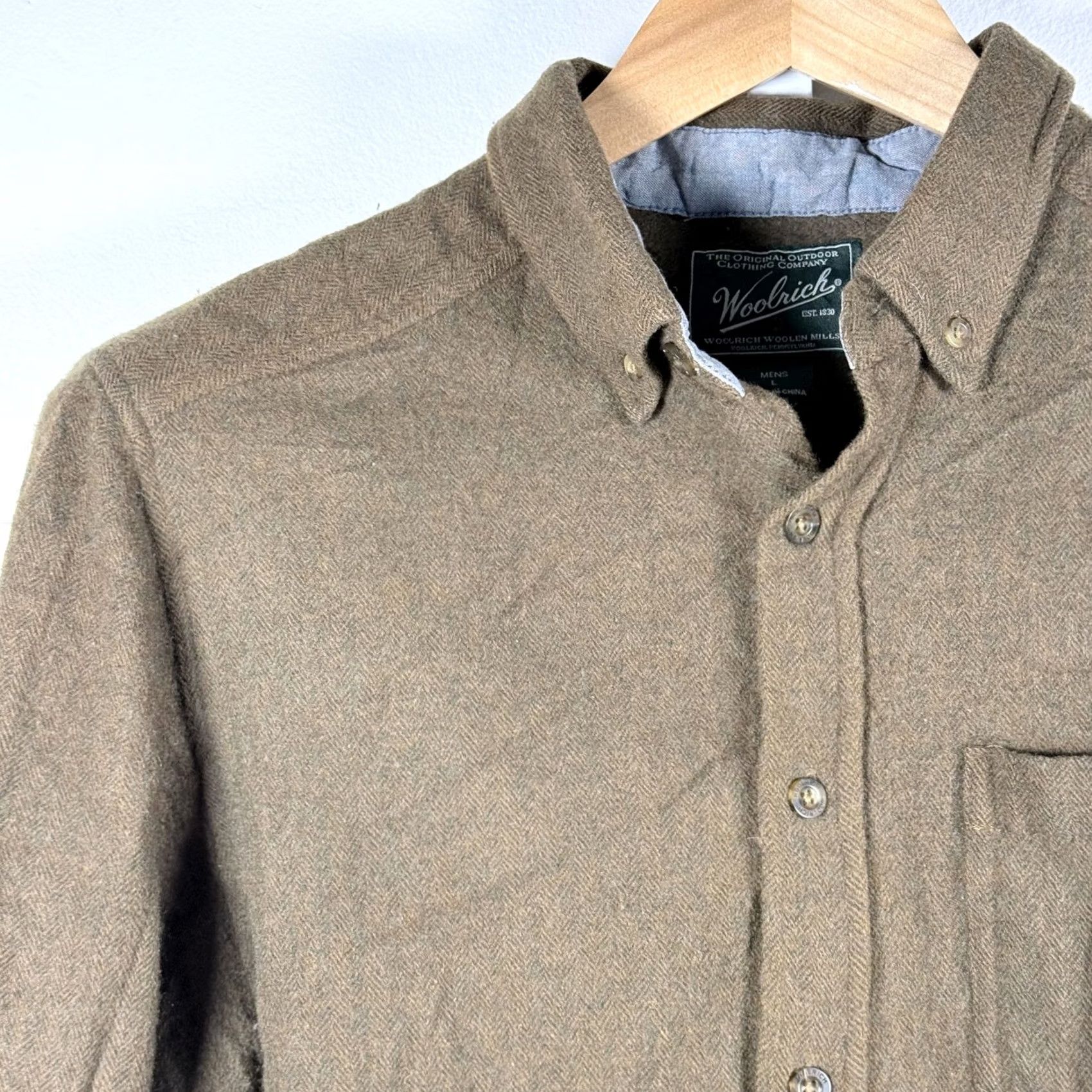 Vintage Woolrich Button-Down Long Sleeve Shirt Brown Men Large Flaws Size US L / EU 52-54 / 3 - 3 Thumbnail