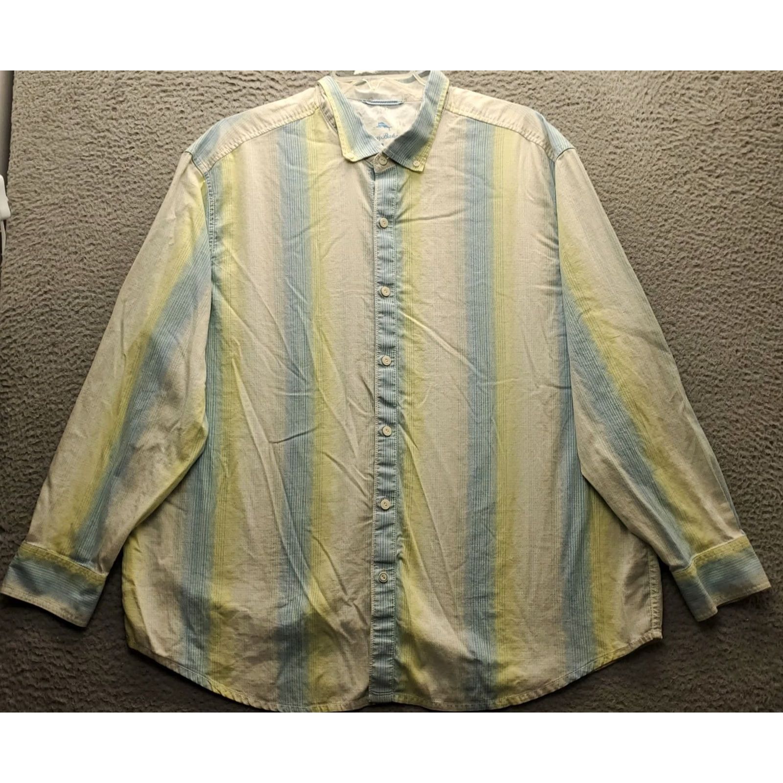Tommy Bahama Tommy Bahama Shirt Mens Big 2X 2XB Multi Striped Relaxed Fit Long Sleeve Button Down Size US XXL / EU 58 / 5 - 2 Thumbnail