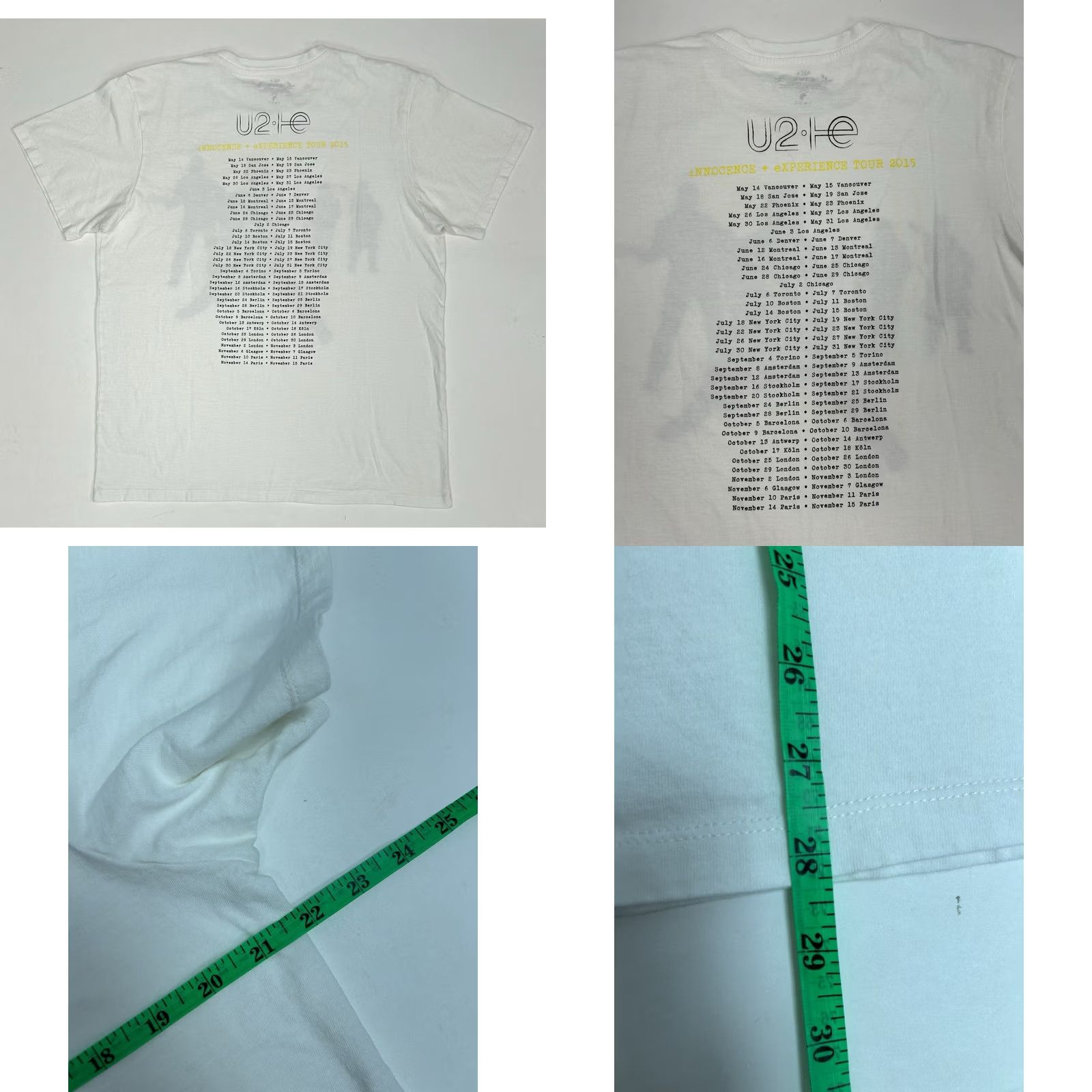 American Apparel U2 Innocence Experience Tour 2015 T-Shirt Large White American Apparel Men Size US L / EU 52-54 / 3 - 8 Thumbnail