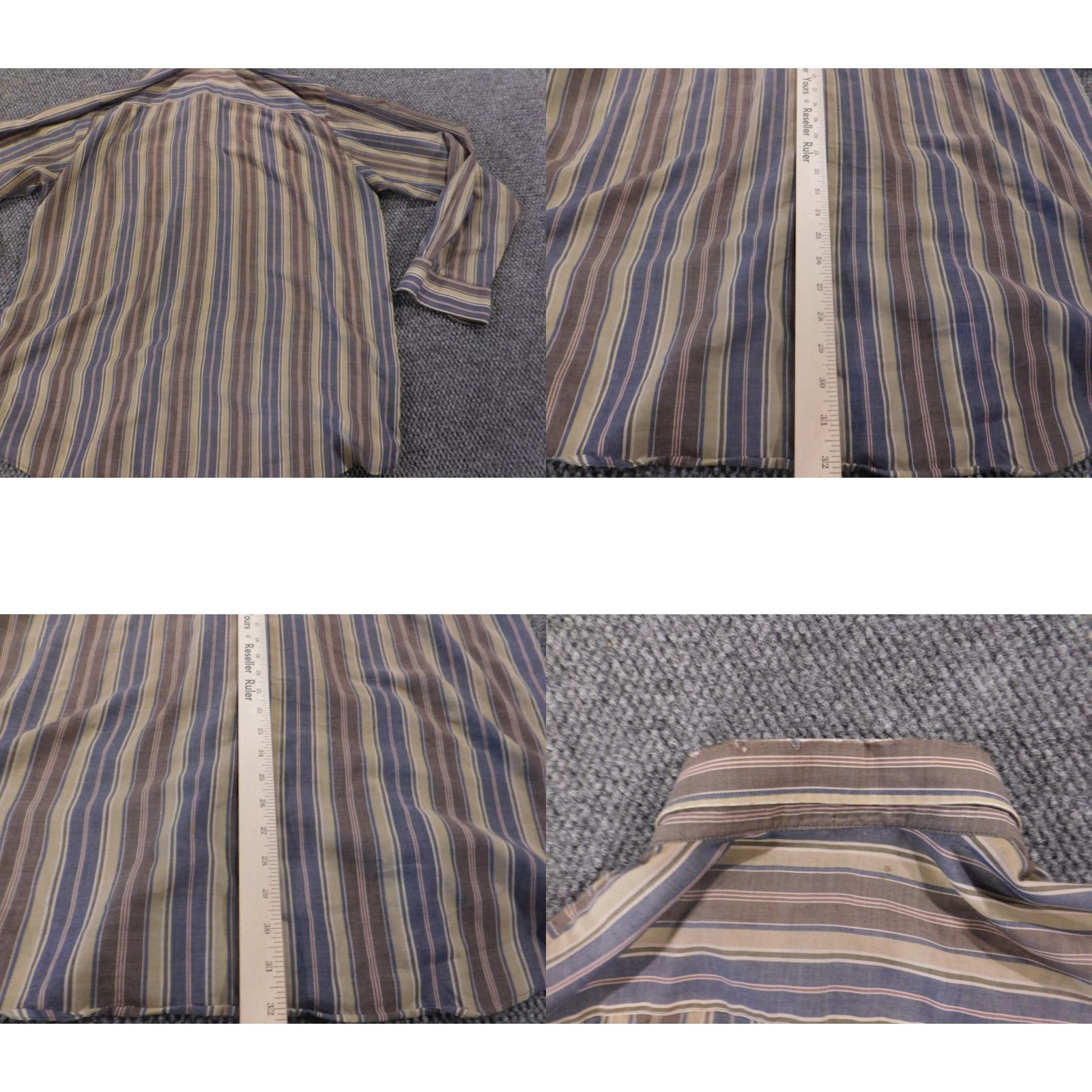 Vintage David Taylor Mens Shirt L brown striped Button-Down Collar Long Sleeve Button-Up Regular Fabric Cotton Knit Vintage No Size US L / EU 52-54 / 3 - 9 Thumbnail