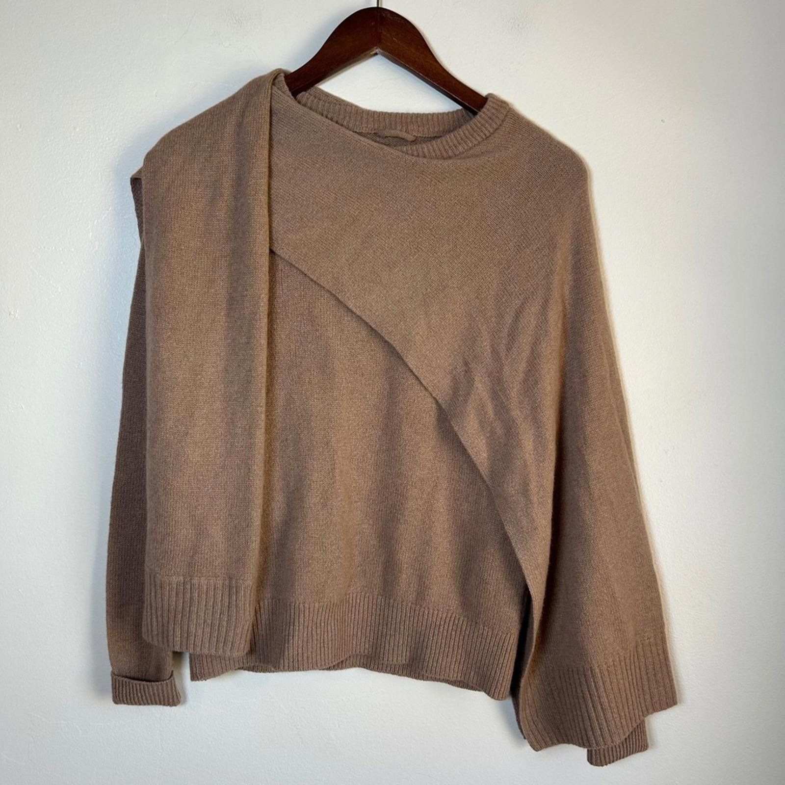 Other MaxMoi Cashmere Sable Sweater XS Brown Asymmetrical Scarf Size XS / US 0-2 / IT 36-38 - 5 Thumbnail