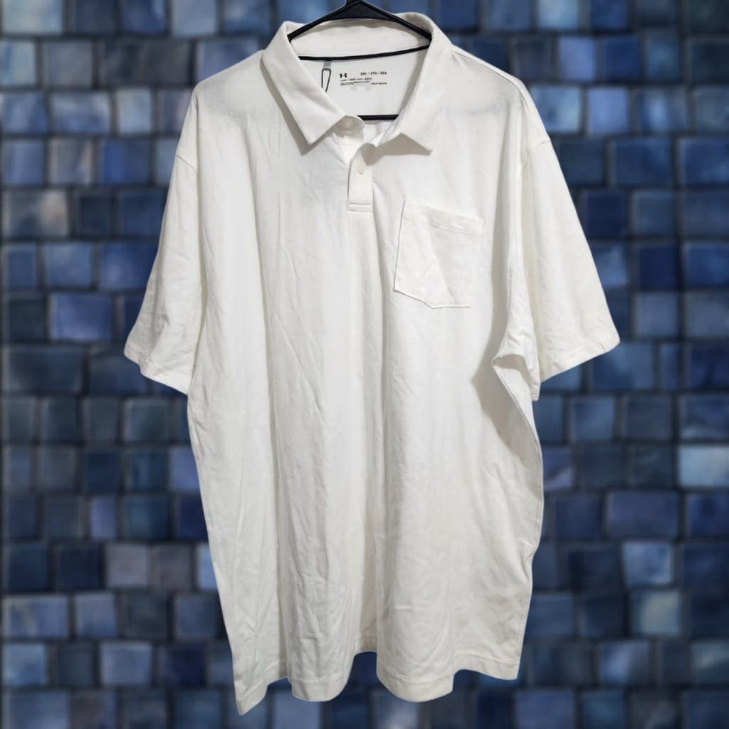 Under Armour Under Armour Mens 2XL Charged Cotton Scramble Golf Polo Shirt White Size US XXL / EU 58 / 5 - 1 Thumbnail