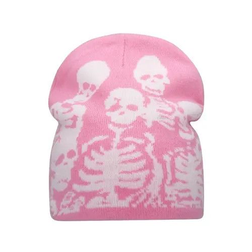 Other Pink streetwaer Beanies Print Skull Hat 2024 Size ONE SIZE - 4 Thumbnail