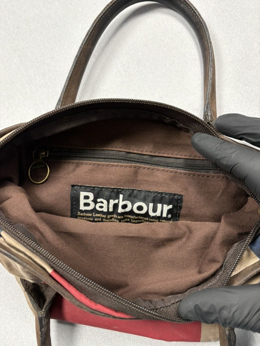 Barbour Barbour Waxed Cotton & Leather Mini Tote Bag England Flag Size ONE SIZE - 11 Thumbnail