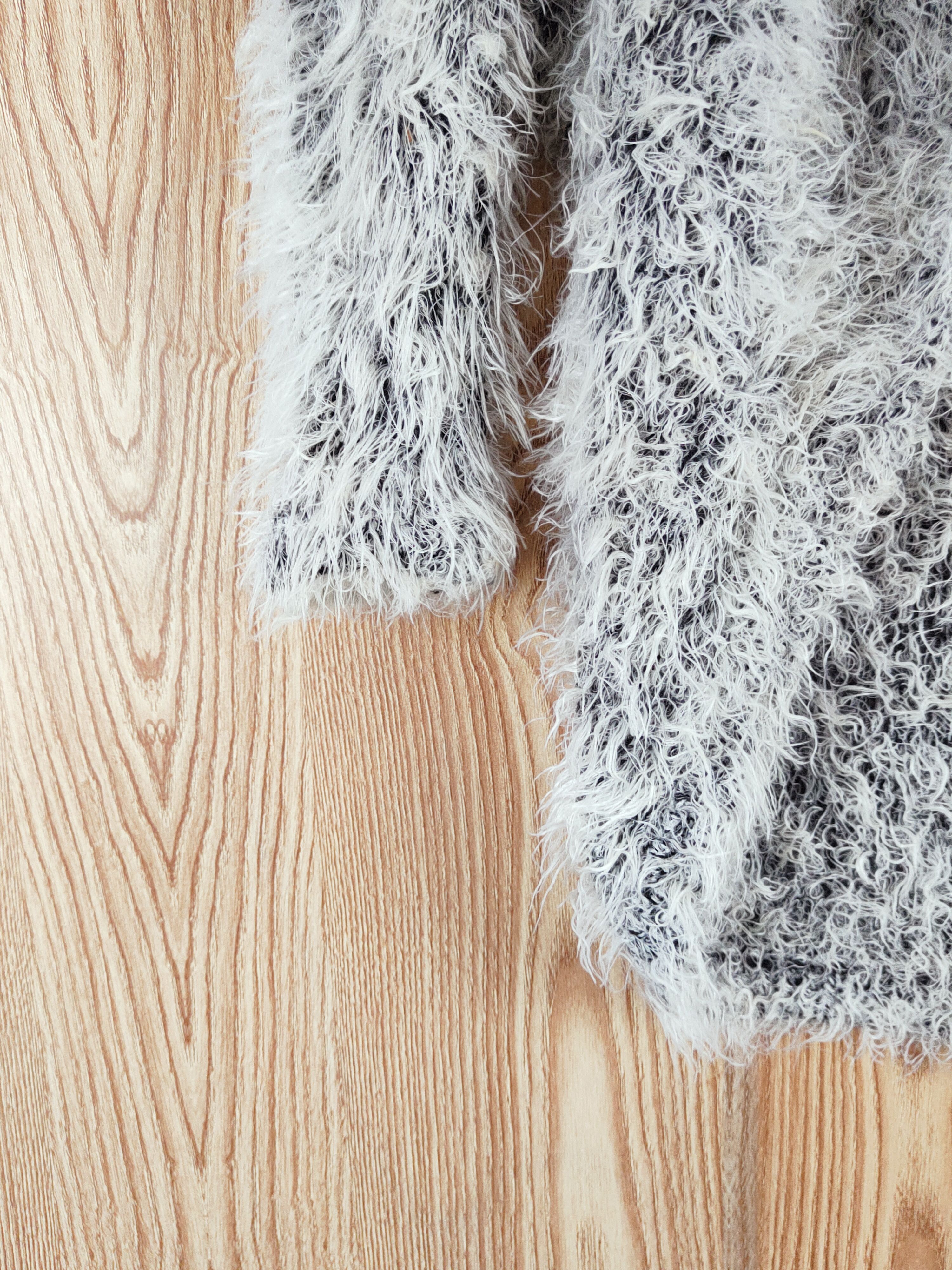 Japanese Brand × Vintage Art Design by Emoda Black White Fur Mohair Knitwear Size L / US 10 / IT 46 - 4 Thumbnail
