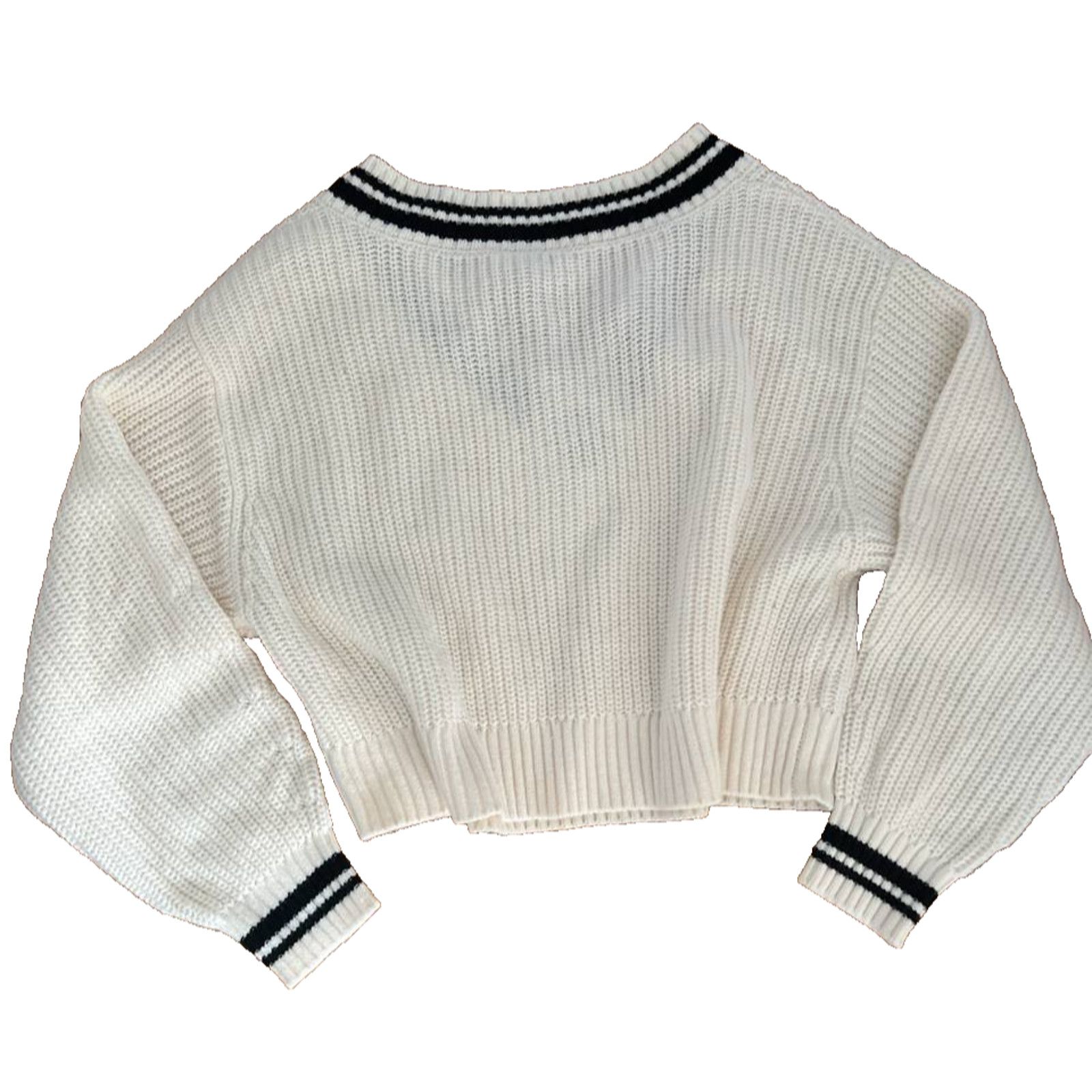 H&M H&M ivory v-neck Y2K preppy style SIZE XS A001891 Size XS / US 0-2 / IT 36-38 - 7 Thumbnail