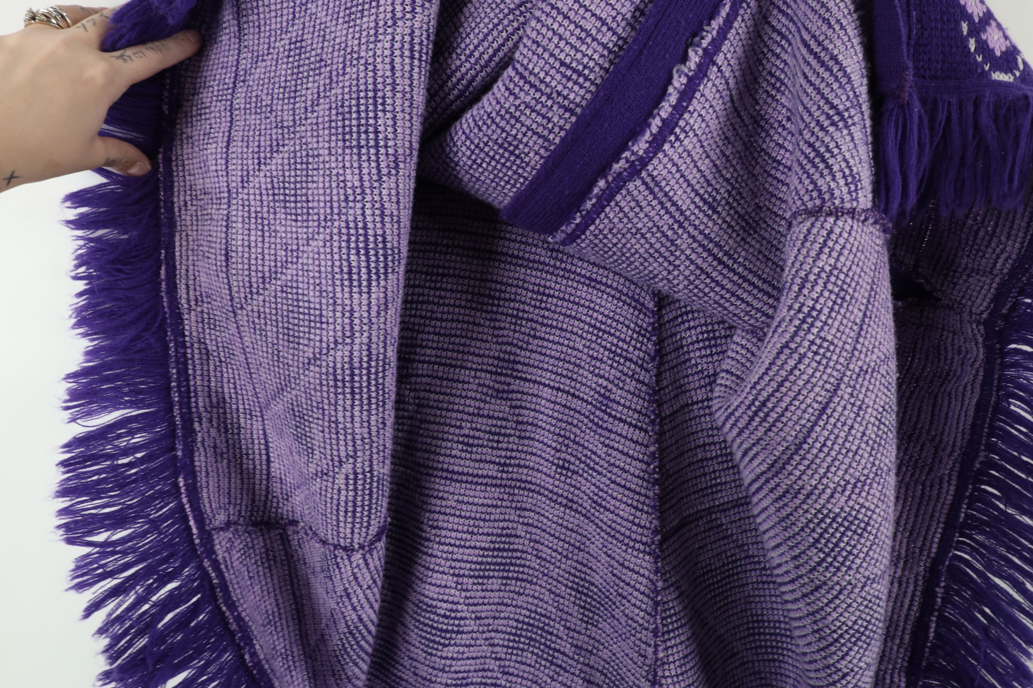 Vintage Vintage 70s Fairy Kei Kawaii Heart Knit Sweater Cape Purple Size ONE SIZE - 9 Thumbnail