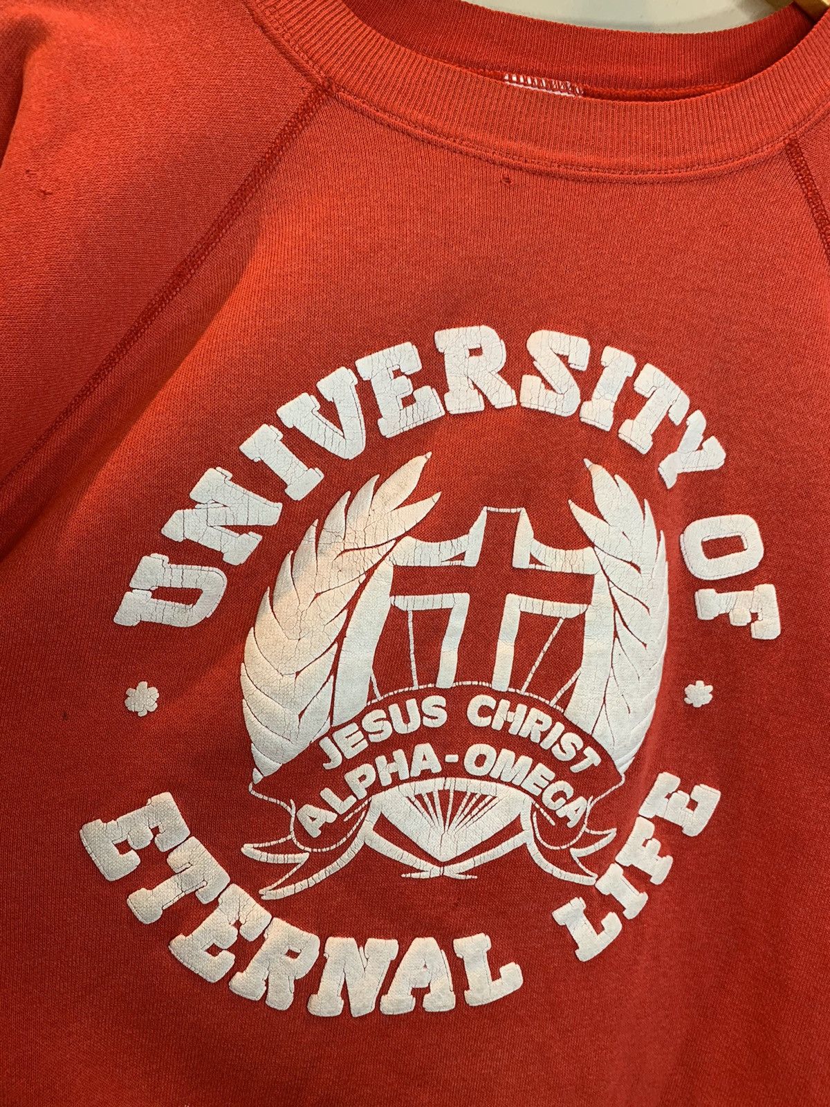 Vintage RARE Vintage 80s Jesus University of Eternal Life Sweatshirt Size US XL / EU 56 / 4 - 5 Thumbnail
