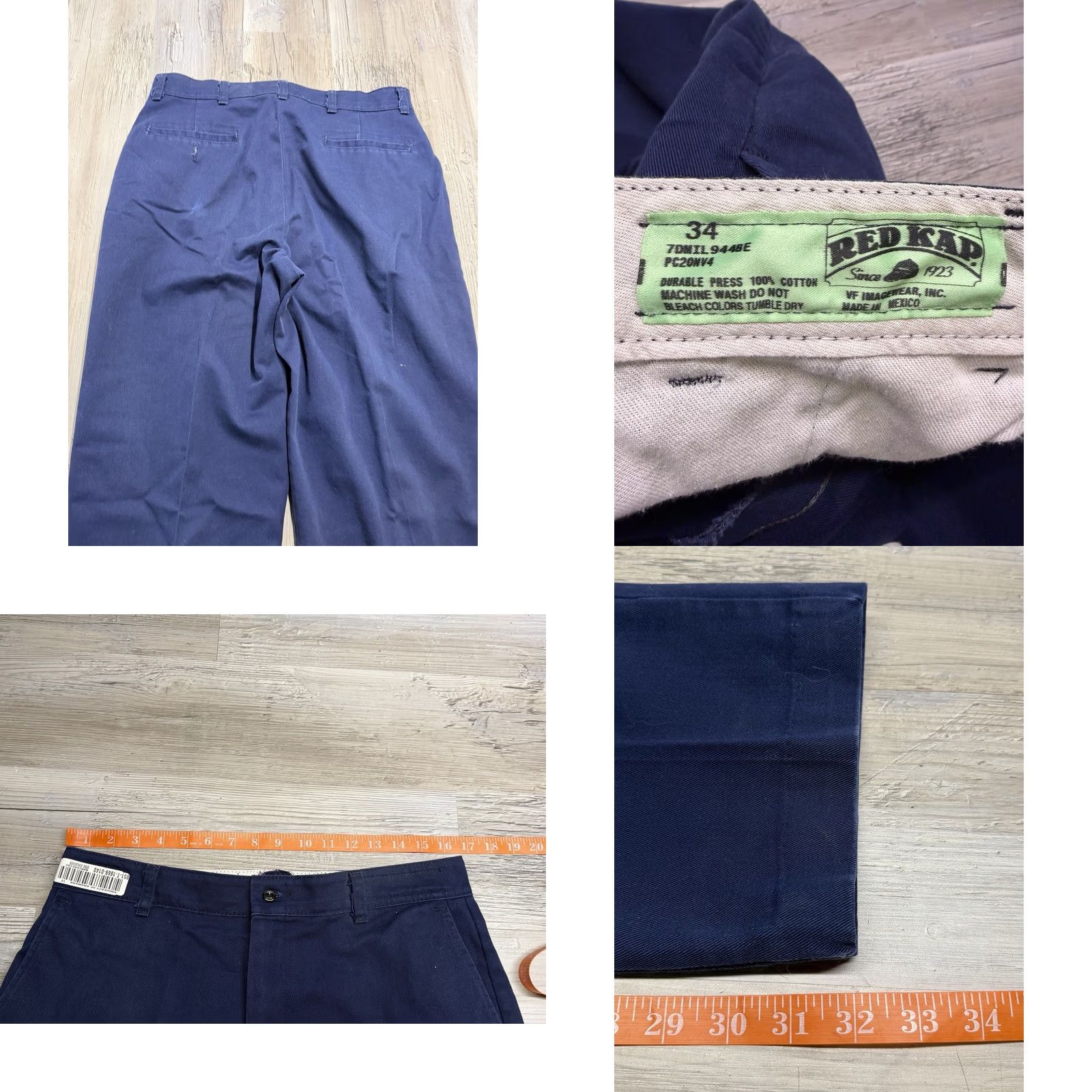 Red Kap Vintage Red Kap Navy Blue Work Pants Jeans Chino Style 34 Mens 34x32 Workwear Bagged Size US 34 / EU 50 - 8 Thumbnail