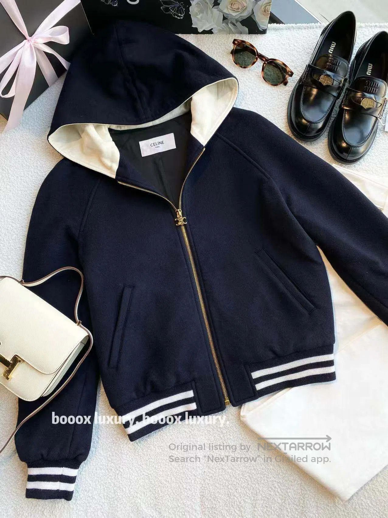Celine Celine Letter-embroidered logo hooded jacket| Size XS / US 0-2 / IT 36-38 - 1 Thumbnail