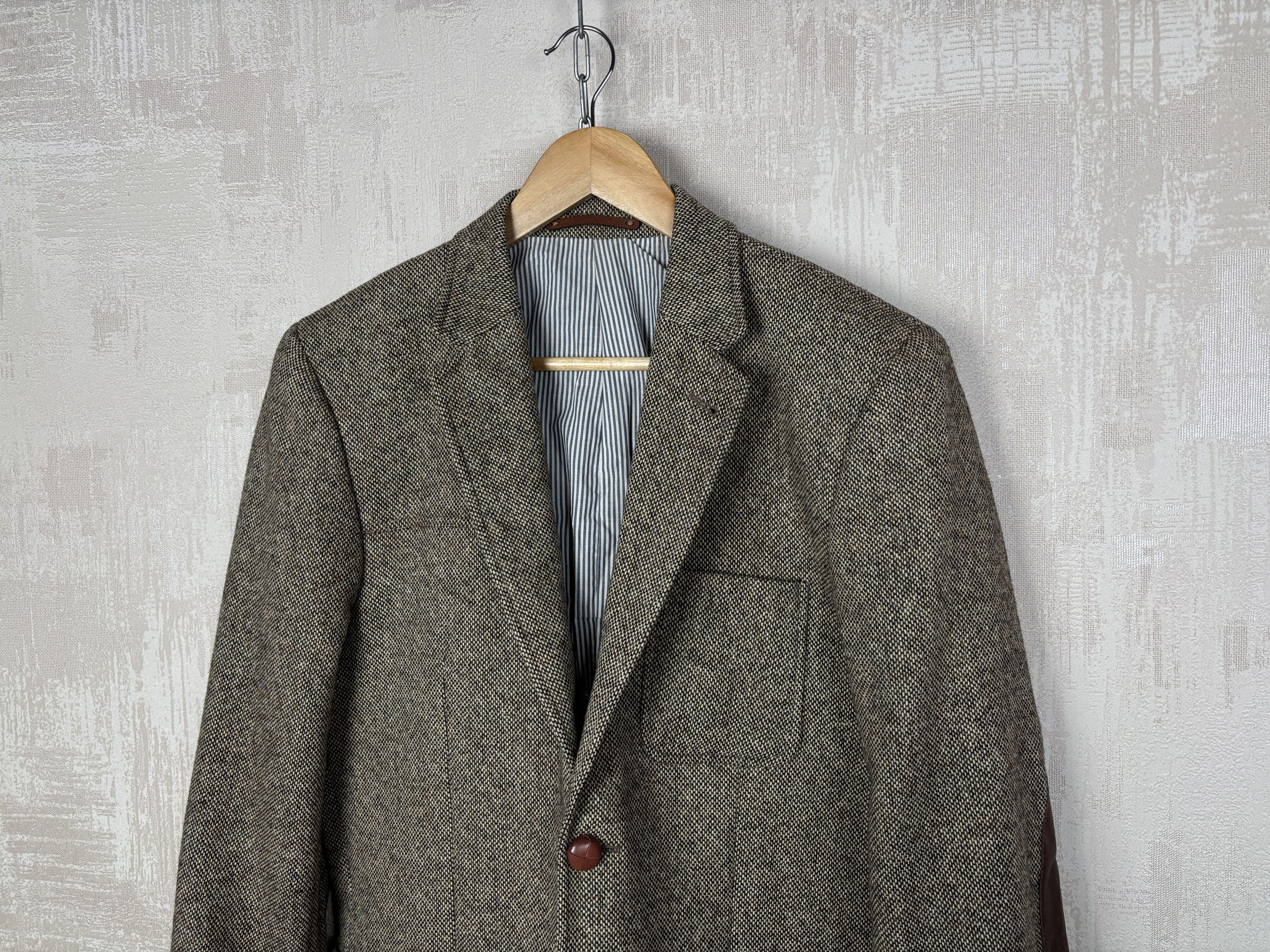 H&M H&M Moon Tweed Wool Blazer Brown Melange Elbow Pads Size 40R - 4 Thumbnail