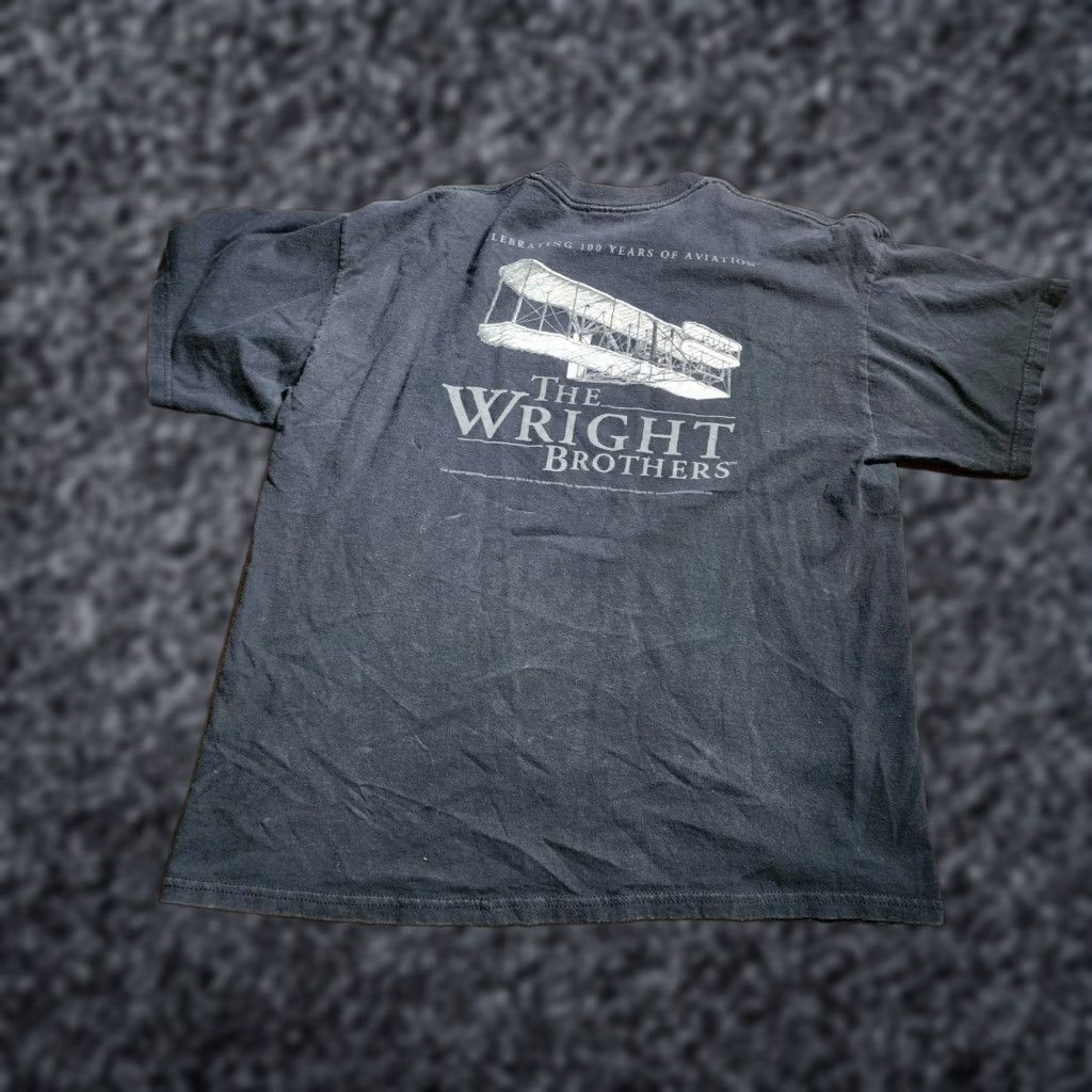 Gildan VINTAGE Gildan 2003 Wright Brothers T-Shirt XL Black Solid Short Sleeve Crew Neck Mens Size US XL / EU 56 / 4 - 1 Thumbnail